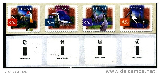 AUSTRALIA - 1998 WETLANDS BIRDS  P&S STRIP  SNP CAMBEC  1 KOALA REPRINT MINT NH - Nuevos