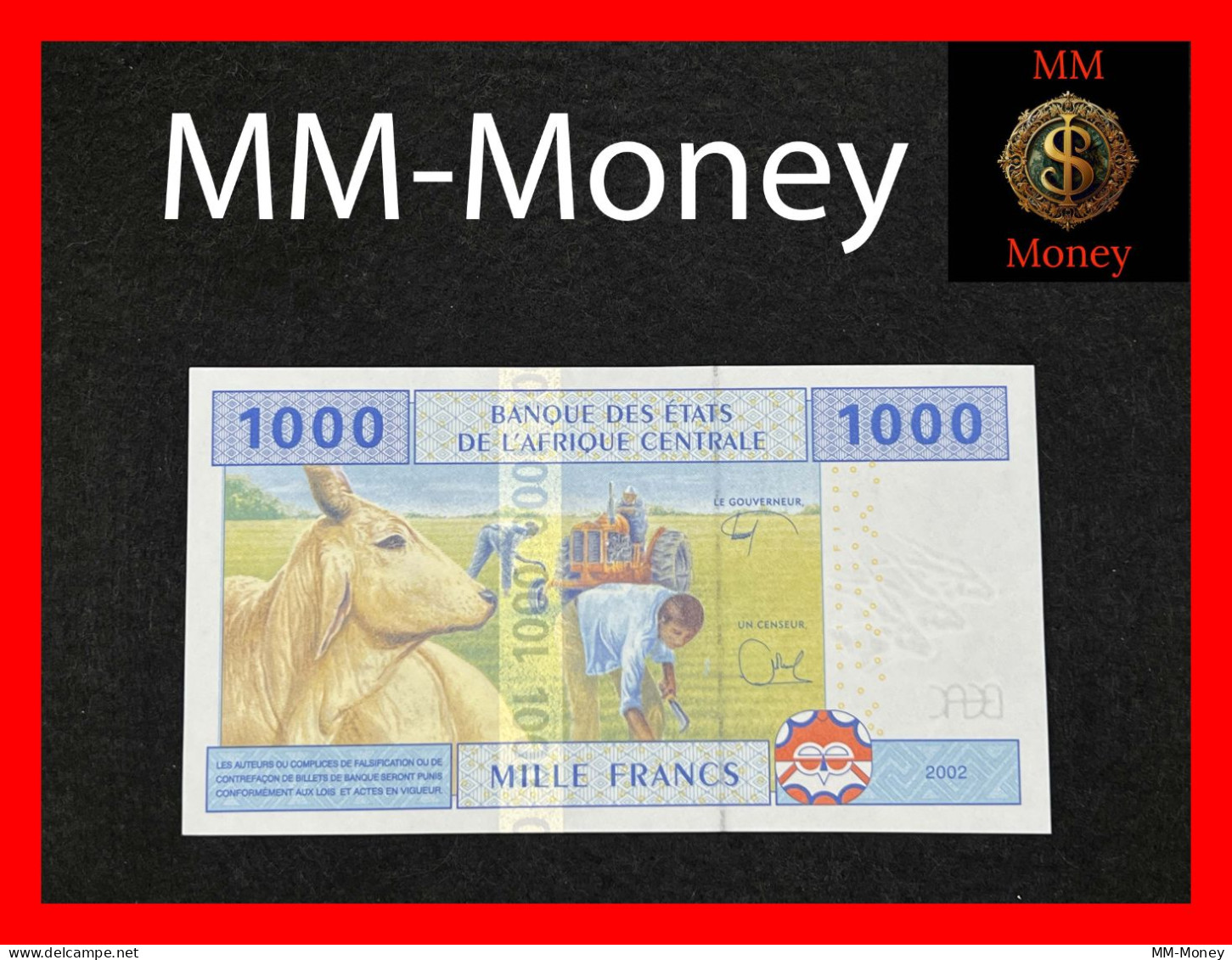 Central African States  "U"  Cameroun 1.000 1000 Francs 2002  P. 207 U  *paper Note*  UNC - Central African States