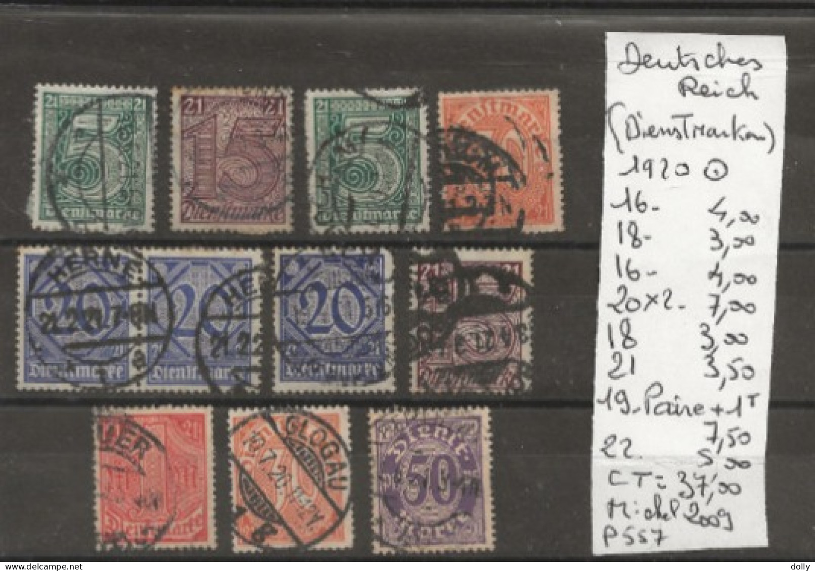 TIMBRE D ALLEMAGNE DEUTSCHES REICH (DIENTMARKEN)1920.21.23 Nr VOIR SUR PAPIER AVEC TIMBRES COTE 133.00 € € - 1922-1923 Emissions Locales