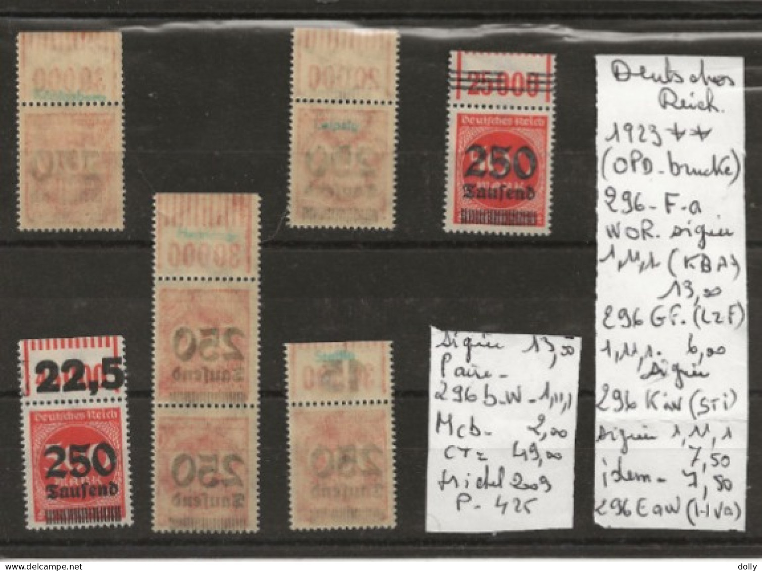 TIMBRE D ALLEMAGNE DEUTSCHES REICH 1923 OPD Nr VOIR SUR PAPIER AVEC TIMBRES COTE 49.00 € € - 1922-1923 Emissions Locales