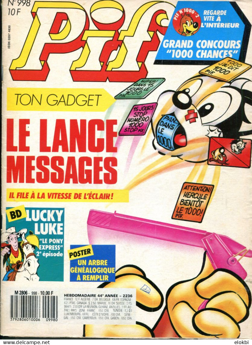 Pif Gadget N°998 - Lucky Luke "Le Pony Express(2ème Partie) - Pif Gadget