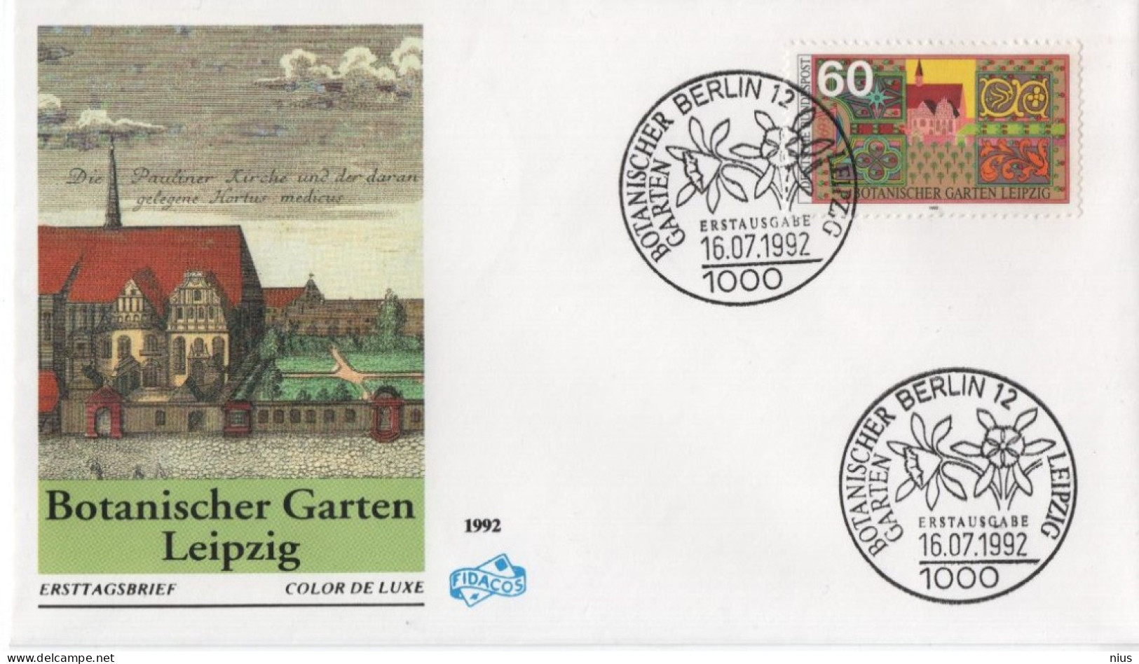 Germany Deutschland 1992 FDC Botanischer Garten Leipzig Botanical Garden, Canceled In Berlin - 1991-2000