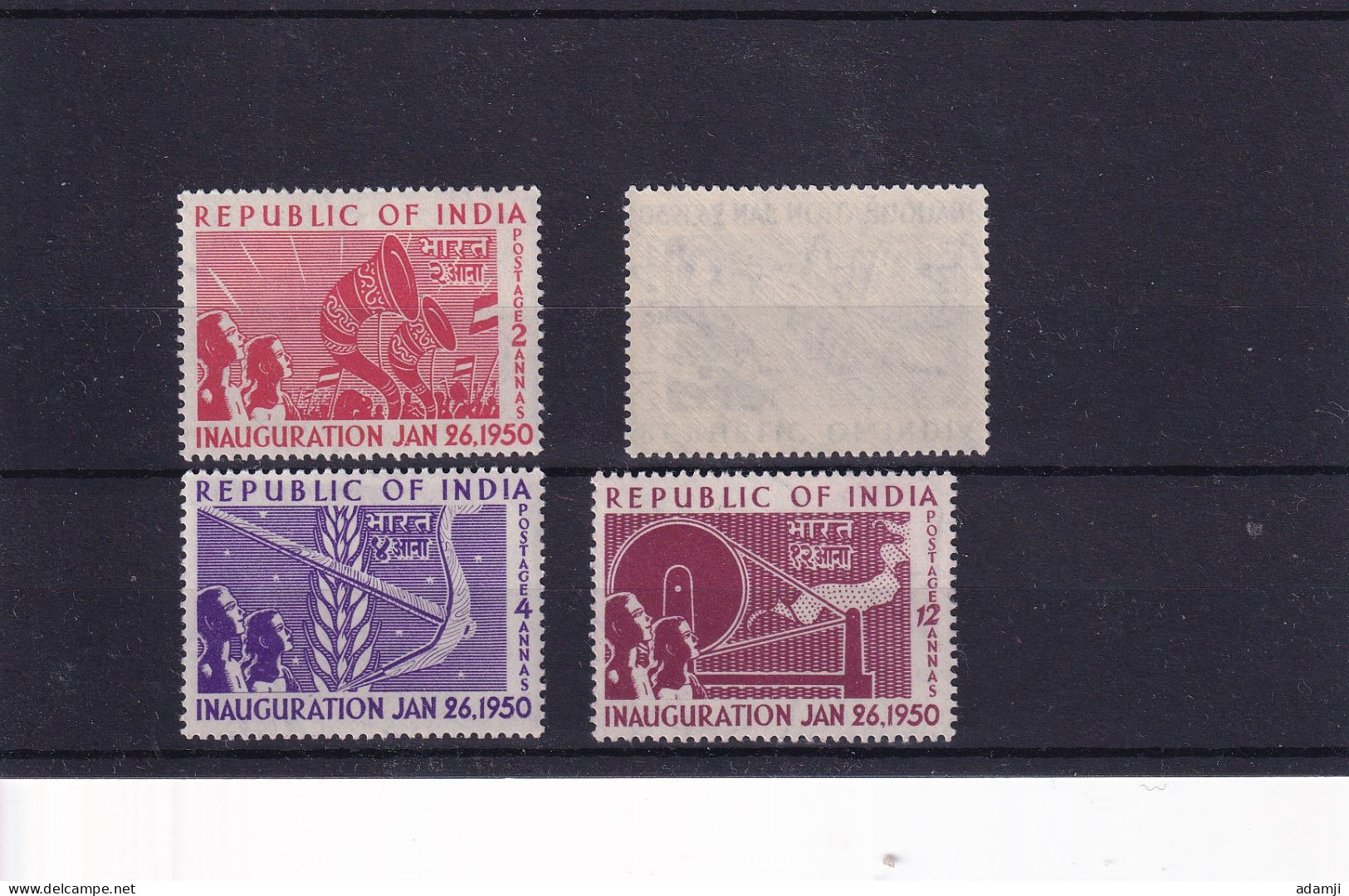 INDIA 1950 REPUBLIC SET FREH COPY WHITE GUM. - Nuevos