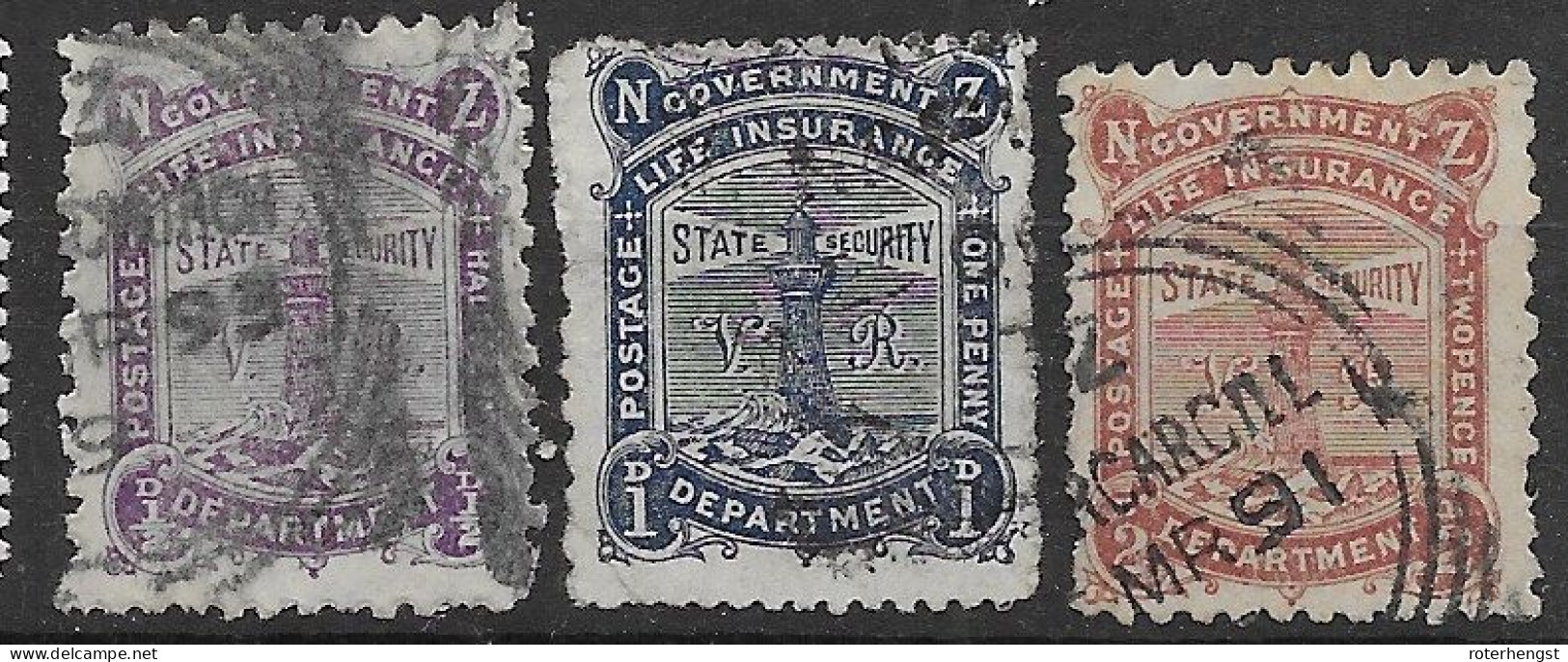 NZ Vfu 1902 Complete Lighthouse Set Better Perf 14:11 For The Blue Stamp 32 Euros - Servizio