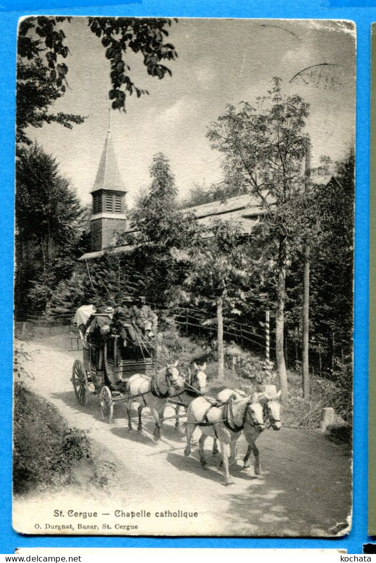 Y124, St. Cergue Sur Nyon, Calèche, Attelage, Chevaux, Chapelle Catholique, O. Durgnat,  Circulée 1912 Timbre Décollé - Saint-Cergue