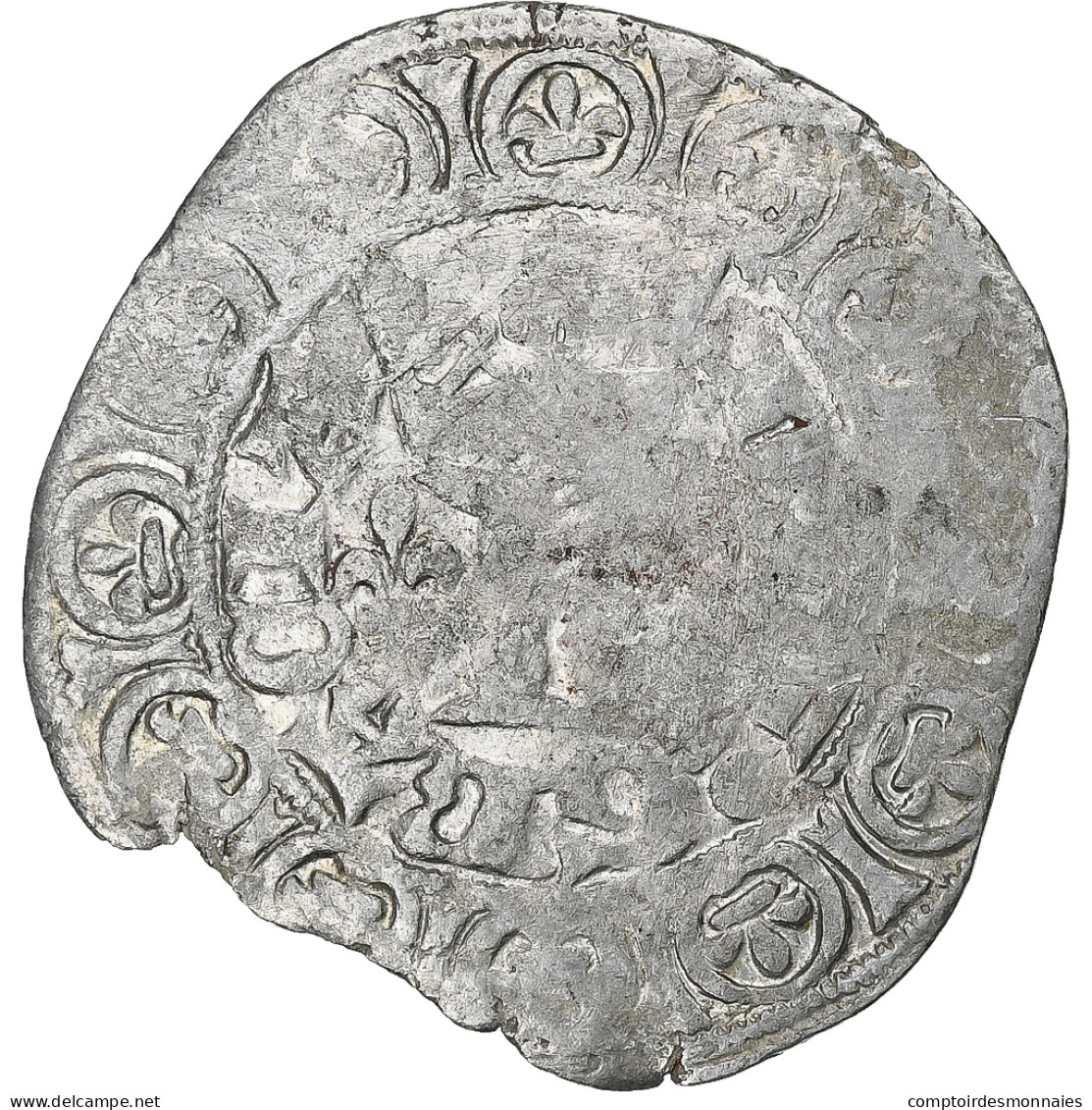 France, Charles V, Blanc Au K, 1365-1380, Billon, TB+, Duplessy:363 - 1364-1380 Karel V De Wijze