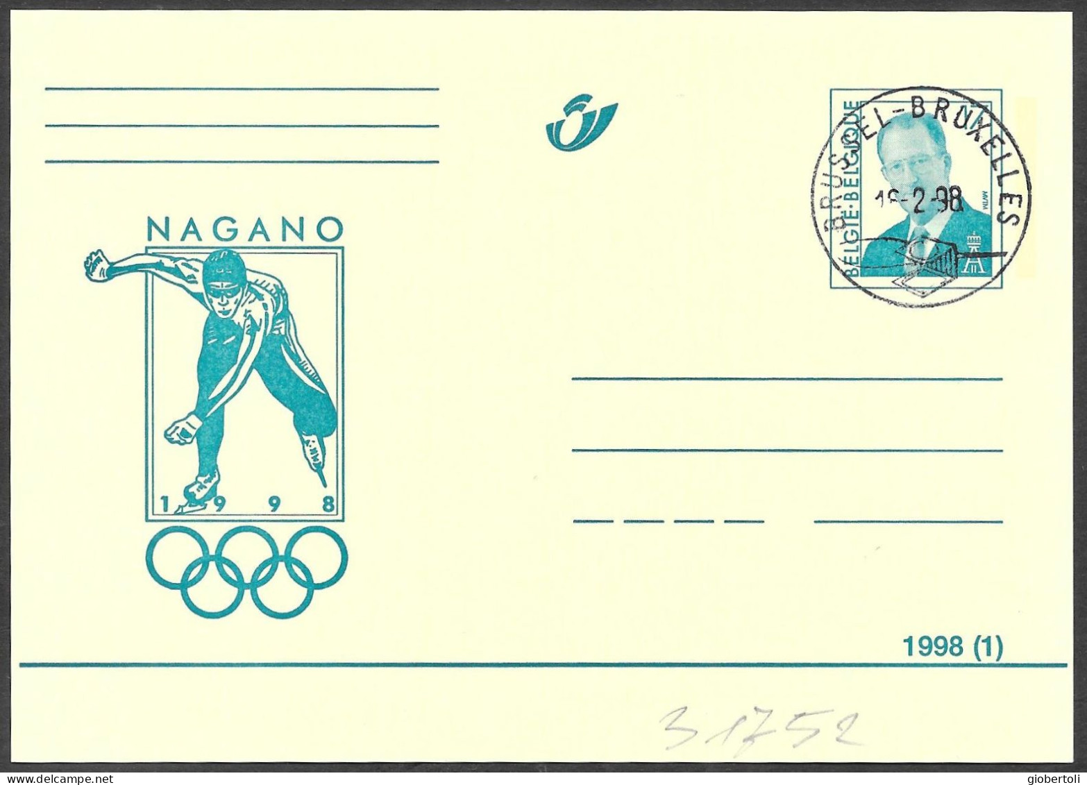 Belgio/Belgium/Belgique: FDC, Intero, Stationery, Entier, Pattinaggio, Skating, Patinage - Inverno1998: Nagano