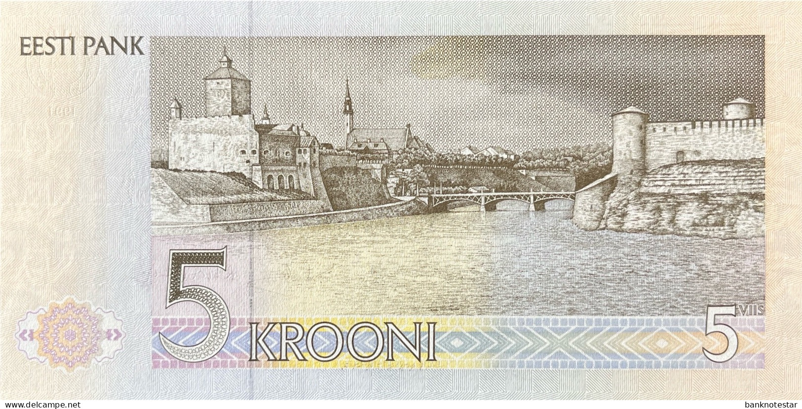 Estonia 5 Krooni, P-71a (1991) - 656565 Serial Number - UNC - Estonia