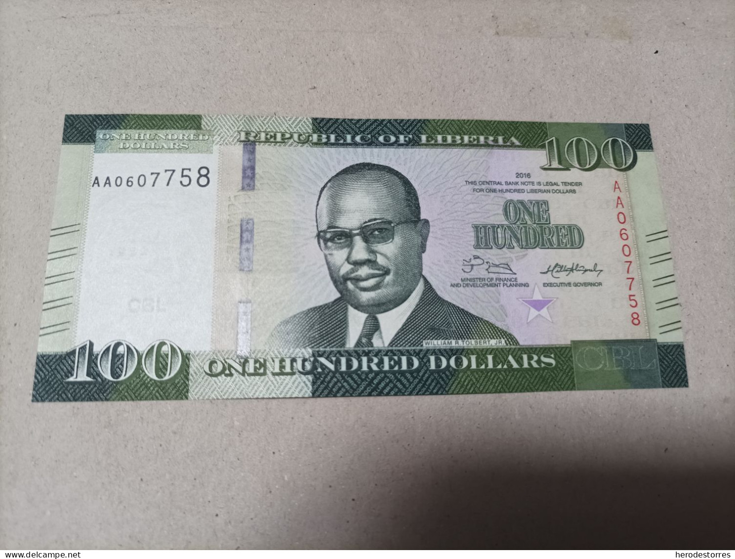 Billete De Liberia De 100 Dólares, Año 2016, Serie AA, UNC - Liberia