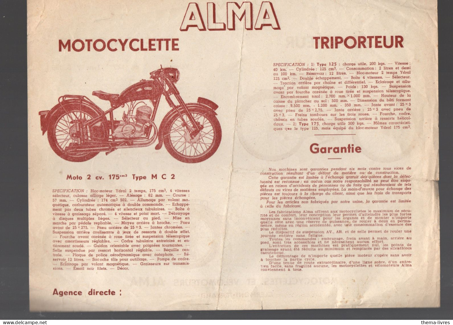 Clermont Ferrand  (63) Catalogue Circulaire   MOTO ALMA (PPP46385) - Motorräder