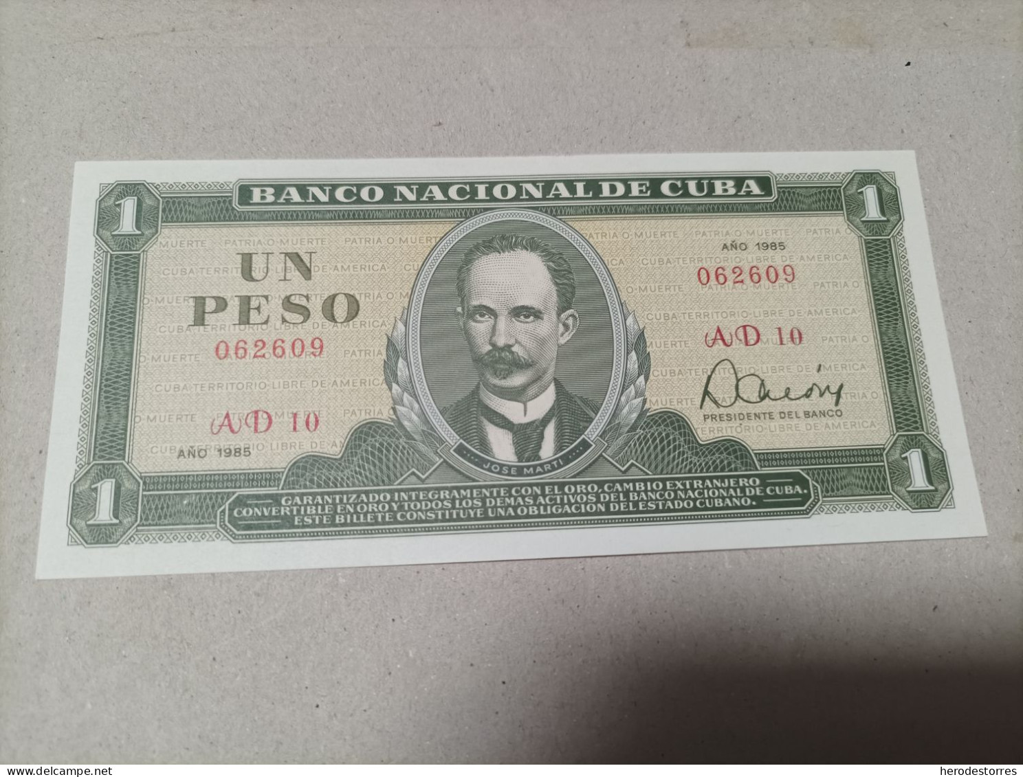 Billete De Cuba De 1 Peso Año 1985, Nº Bajo 062609, UNC - Cuba