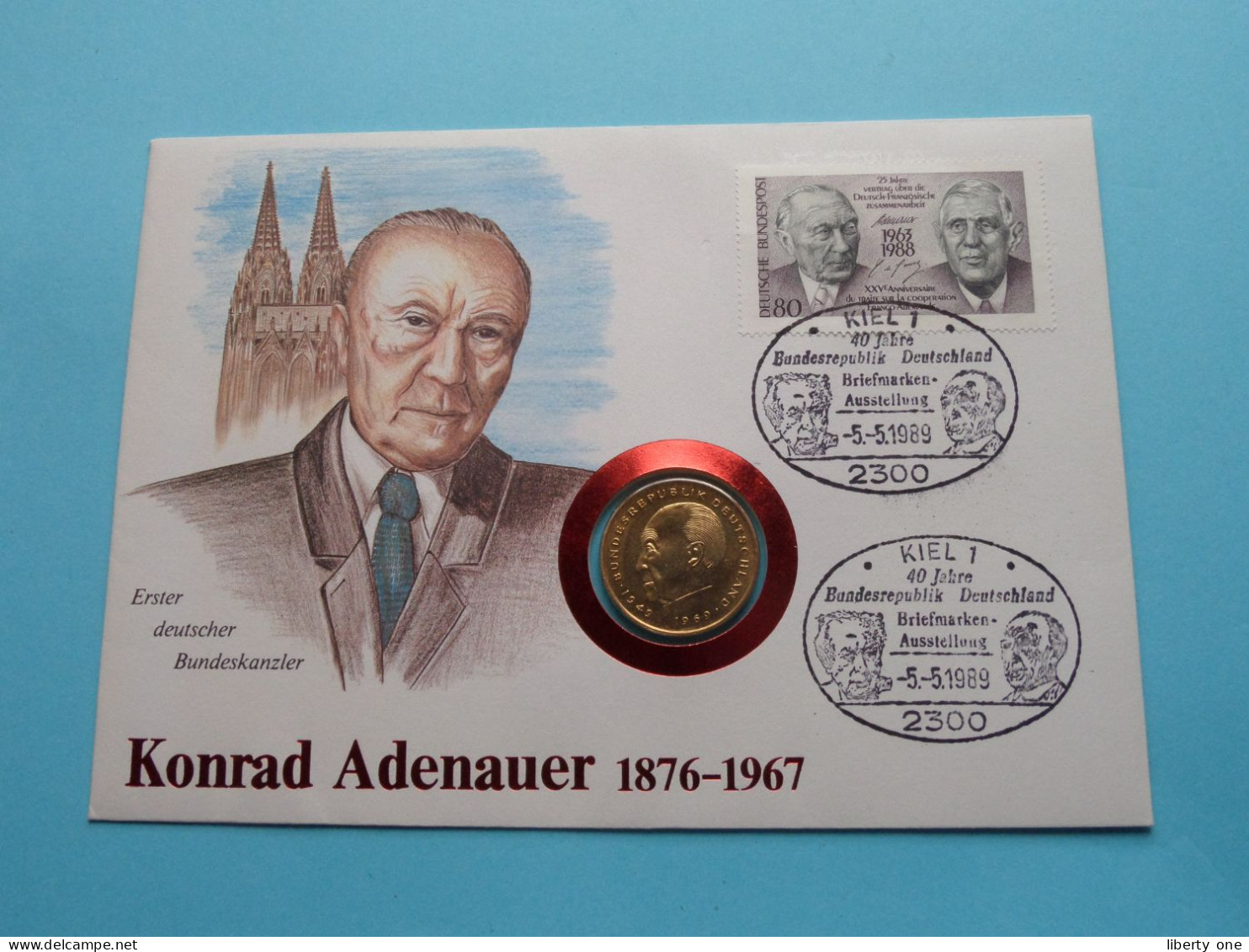 KONRAD ADENAUER 1876-1967 ( 2 DM 1969 D ) Kiel 1989 ( Zie/See Scans ) Numisbrief ! - Commemorations