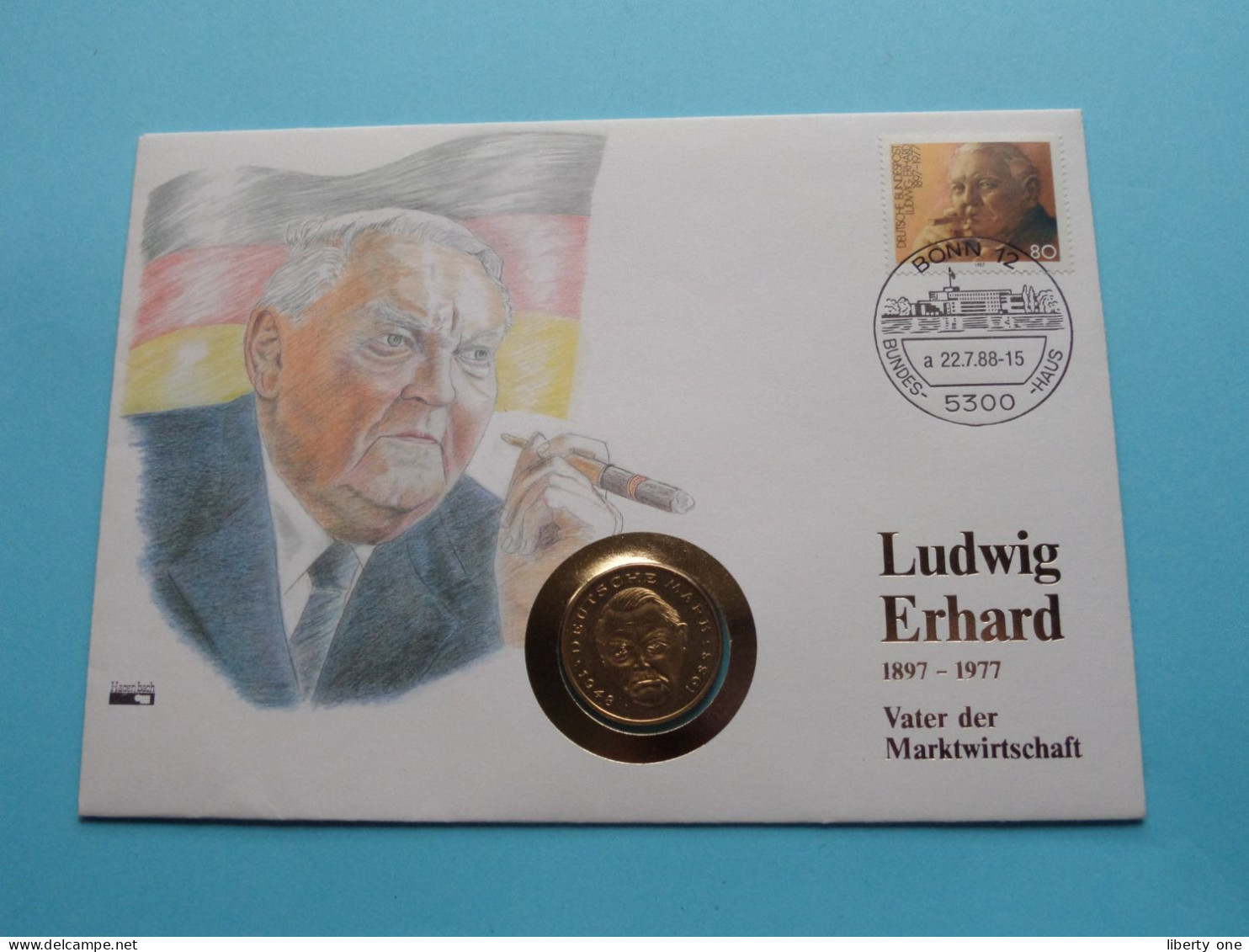 LUDWIG ERHARD 1897-1977 ( 2 DM 1988 D ) Bonn 1988 ( Zie/See Scans ) Numisbrief ! - Commemorative