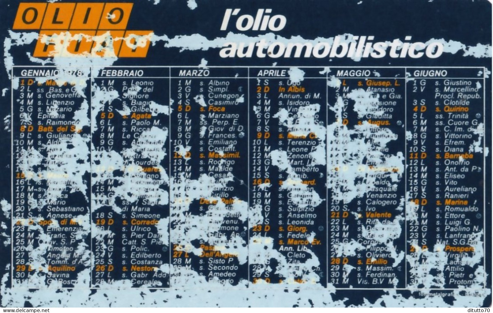 Calendarietto - Olio Fiat - Anno 1978 - Kleinformat : 1971-80