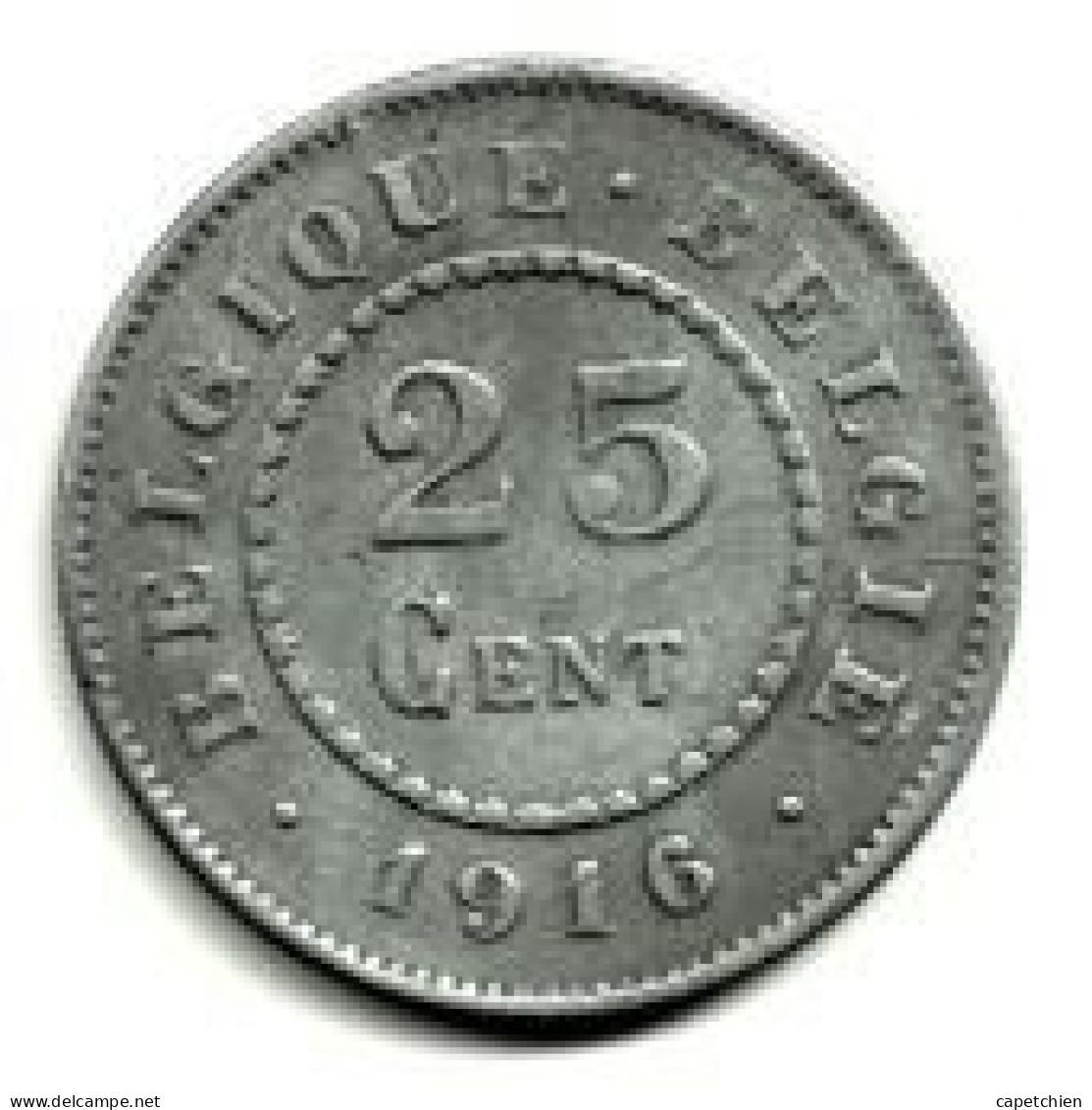 BELGIQUE / LEOPOLD III ROI DES BELGES / 5 FRANCS  / 1916 / ZINC / 5.87 G / 25 Mm - 25 Cents