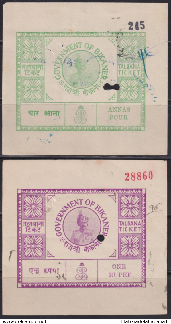 F-EX48587 INDIA REVENUE BIKANER FEUDATARY TICKET STAMPS LOT OF 9.  - Other & Unclassified