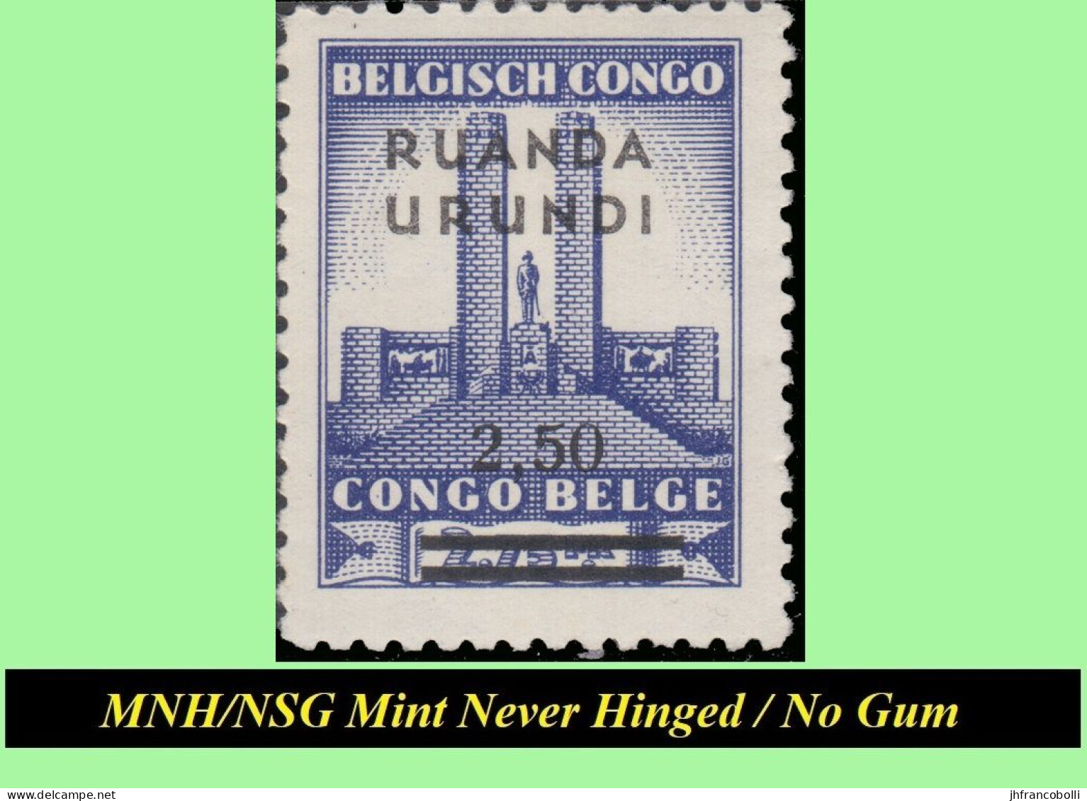 1942 ** RUANDA-URUNDI RU 124/125 MNH/NSG KING ALBERT MOMUMENT+OVERPRINT ( X 2 Stamps ) NO GUM - Neufs