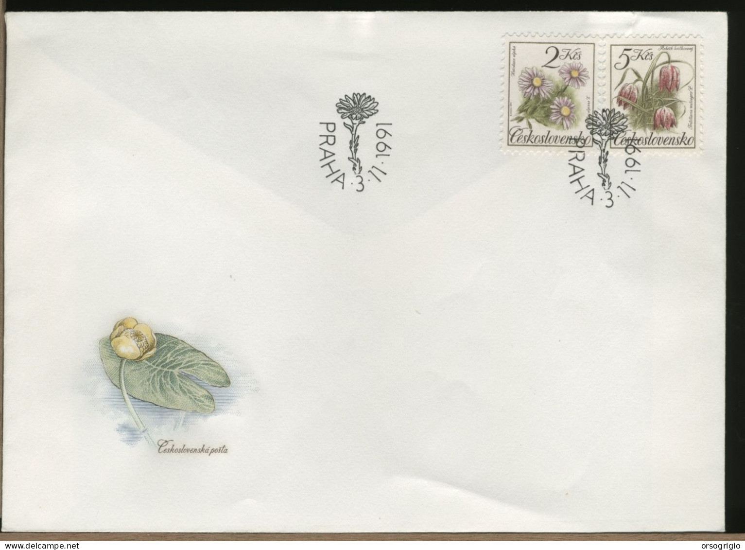 CESKOSLOVENSKO - FDC 1991 -  FLOWER - FDC