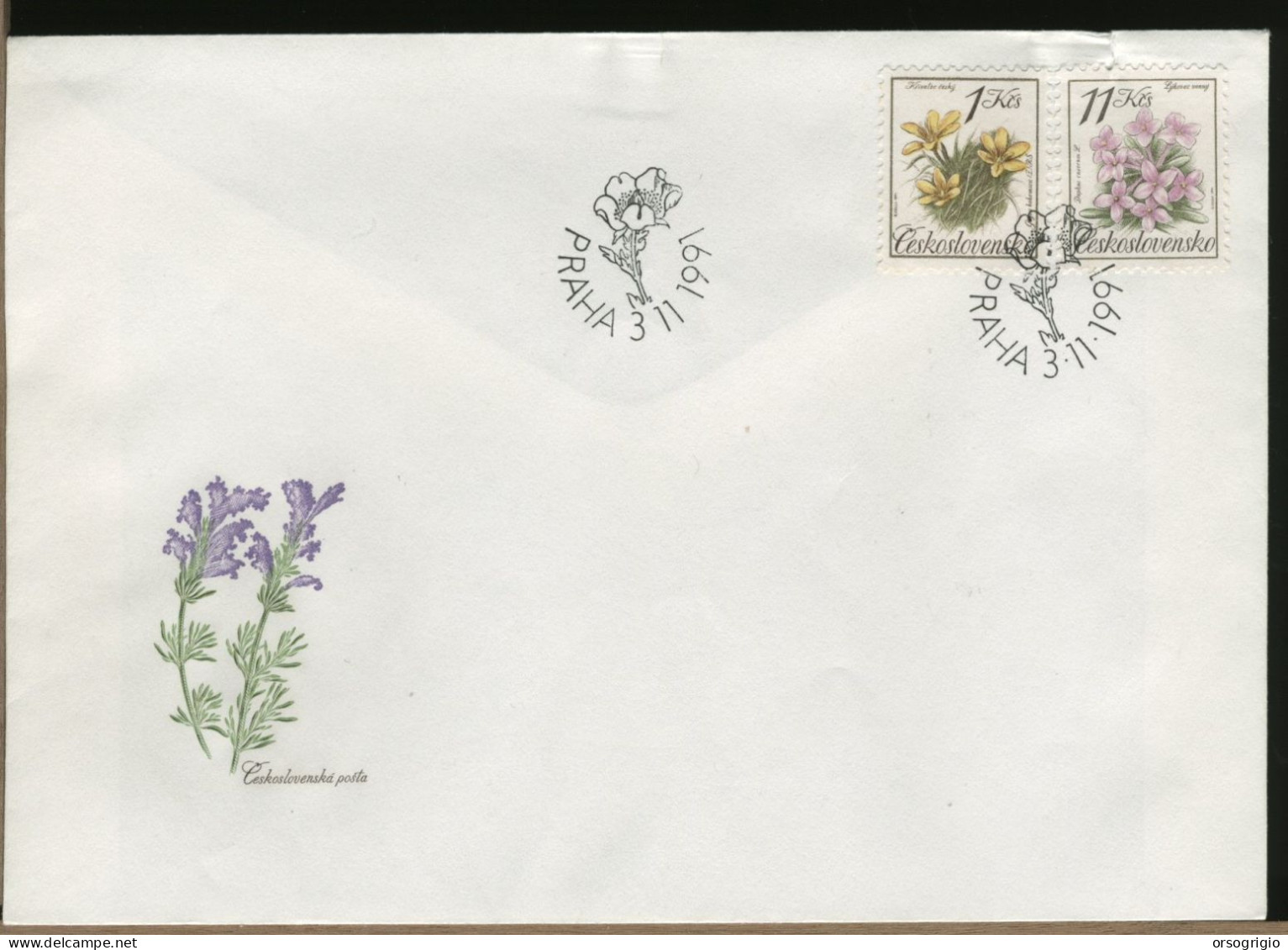 CESKOSLOVENSKO - FDC 1991 -  FLOWER - FDC