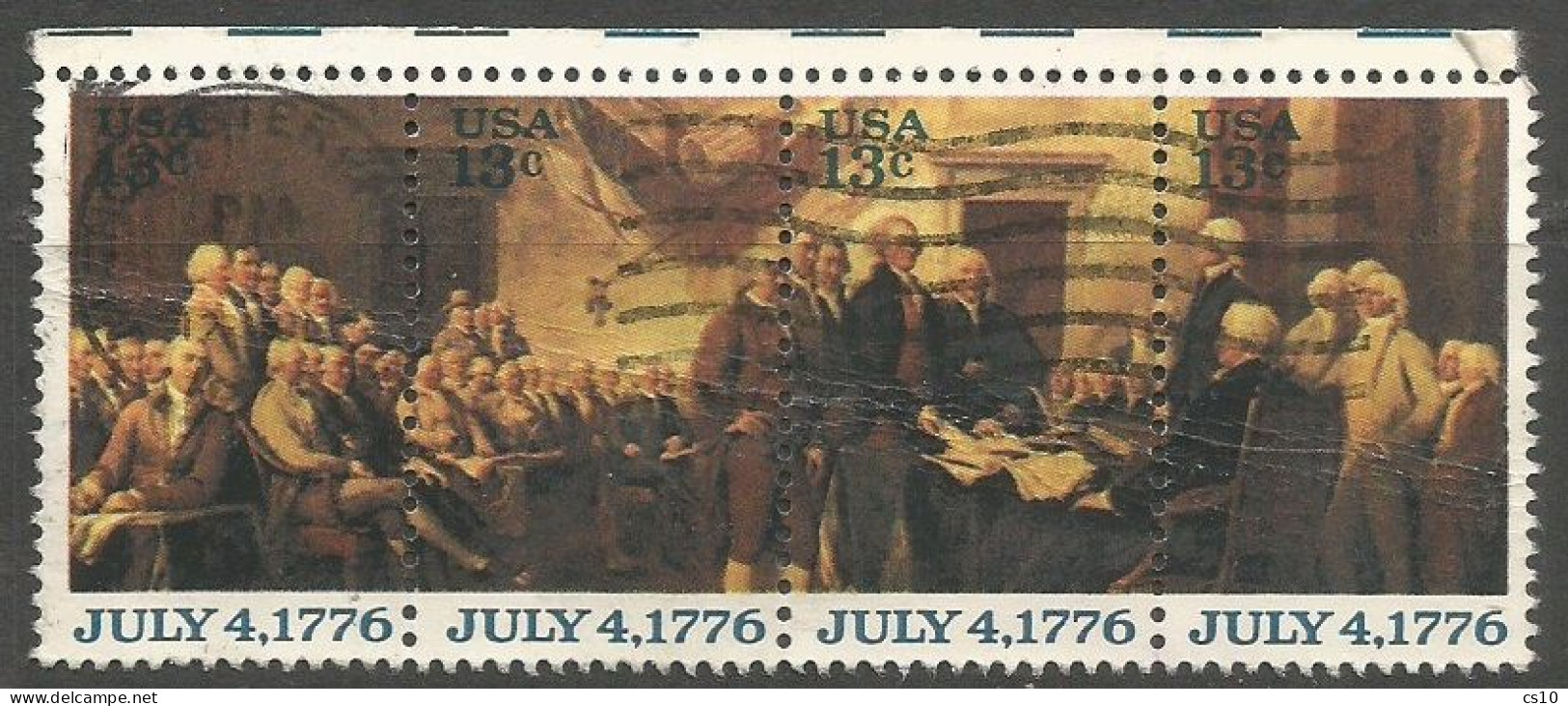 USA 1976 Declaration Of Independence SC.# 1691/94 Cpl 4v Set In Strip4 - VFU - Bandes & Multiples