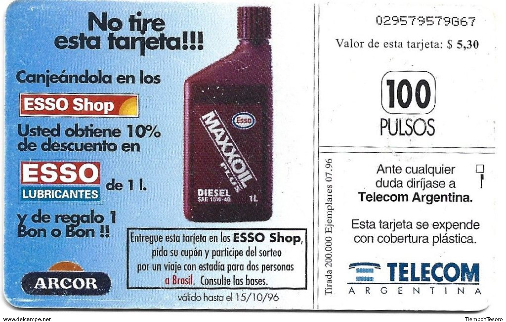 Phonecard - Argentina, MaxxiDiesel, Esso, N°1082 - Argentine