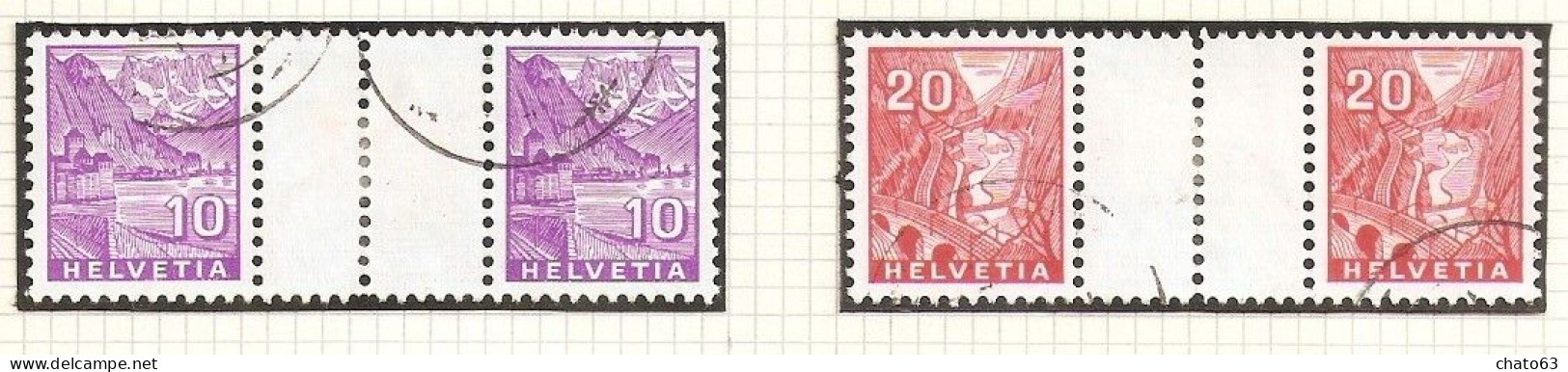 SUIZA.1934 . PARES CON PUENTE Y PERFORACIÓN VERTICAL. - Tête-bêche