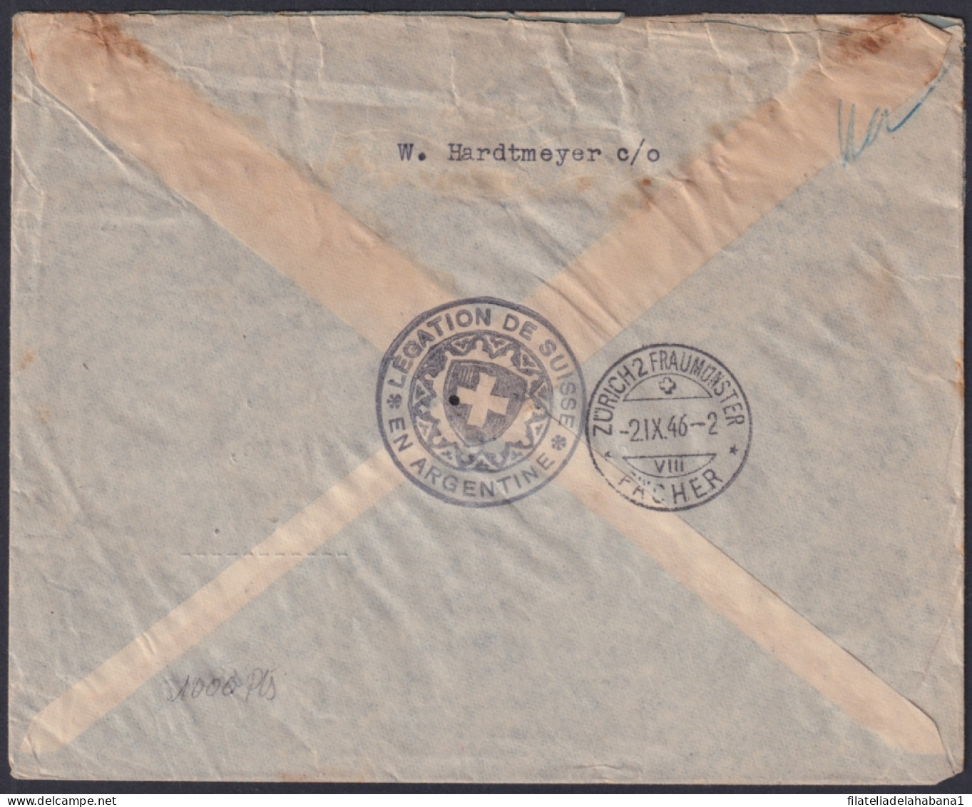 F-EX48002 ARGENTINA 1946 VIA LONDON BSAA COVER TO SWITZERLAND.  - Storia Postale