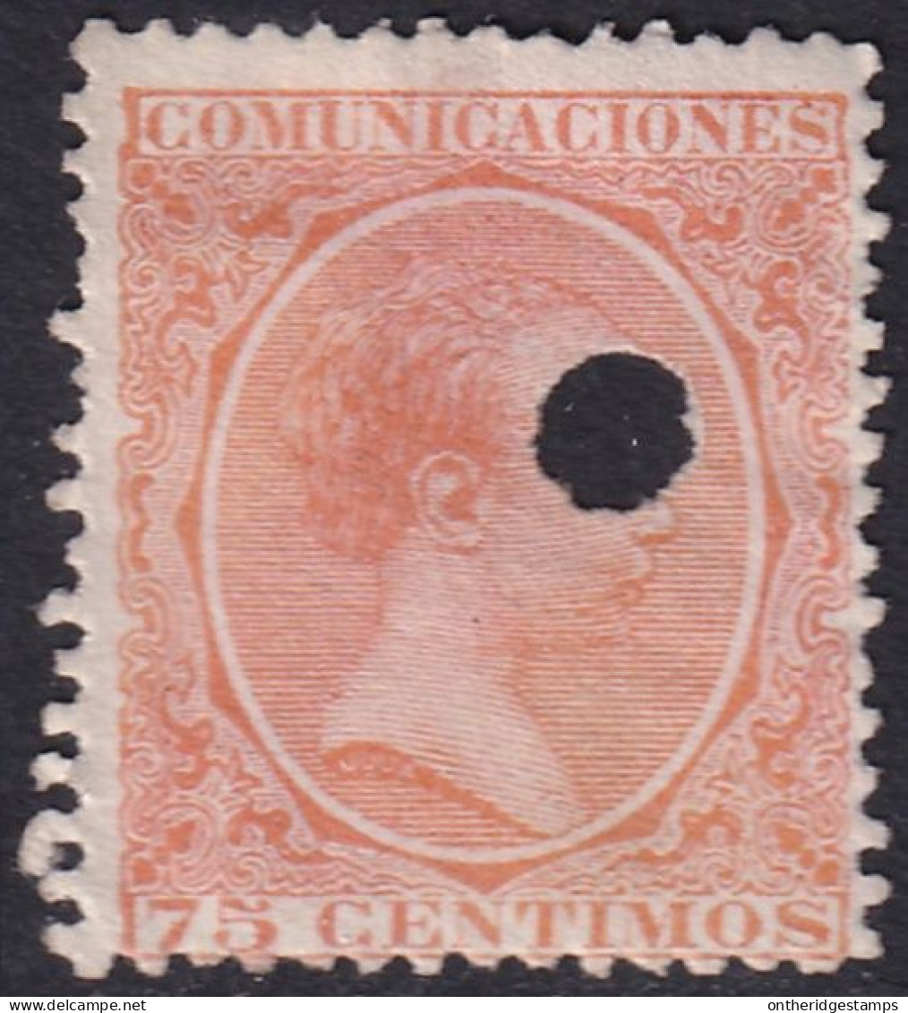 Spain 1889 Sc 267 España Ed 225T Telegraph Punch (taladrado) Cancel - Telegramas