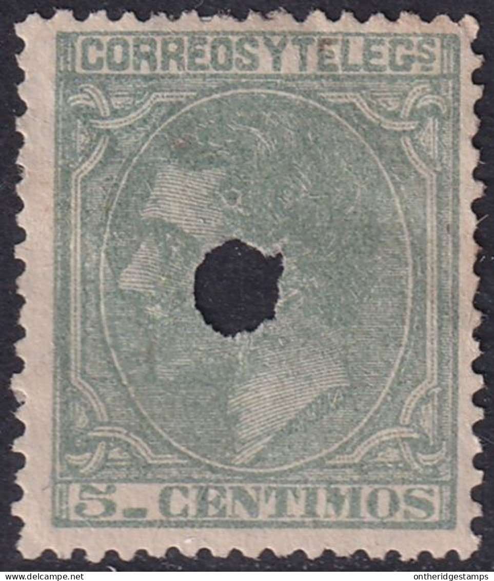 Spain 1879 Sc 243 España Ed 201T Telegraph Punch (taladrado) Cancel - Telegrafi