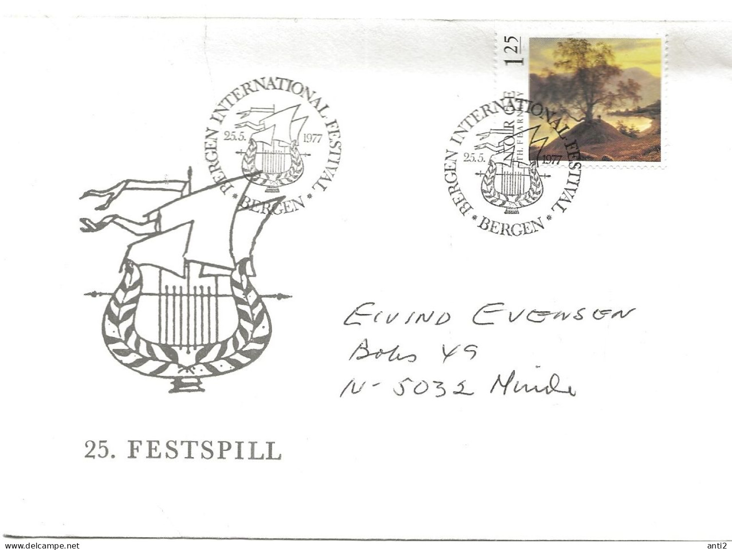 Norway 1977 Special Cover Bergen Intermasjnale Festspill , Cancelled 25.5.1977 - Covers & Documents