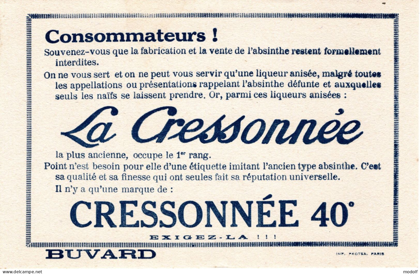 Buvard Liqueur La Cressonnée - Drank & Bier