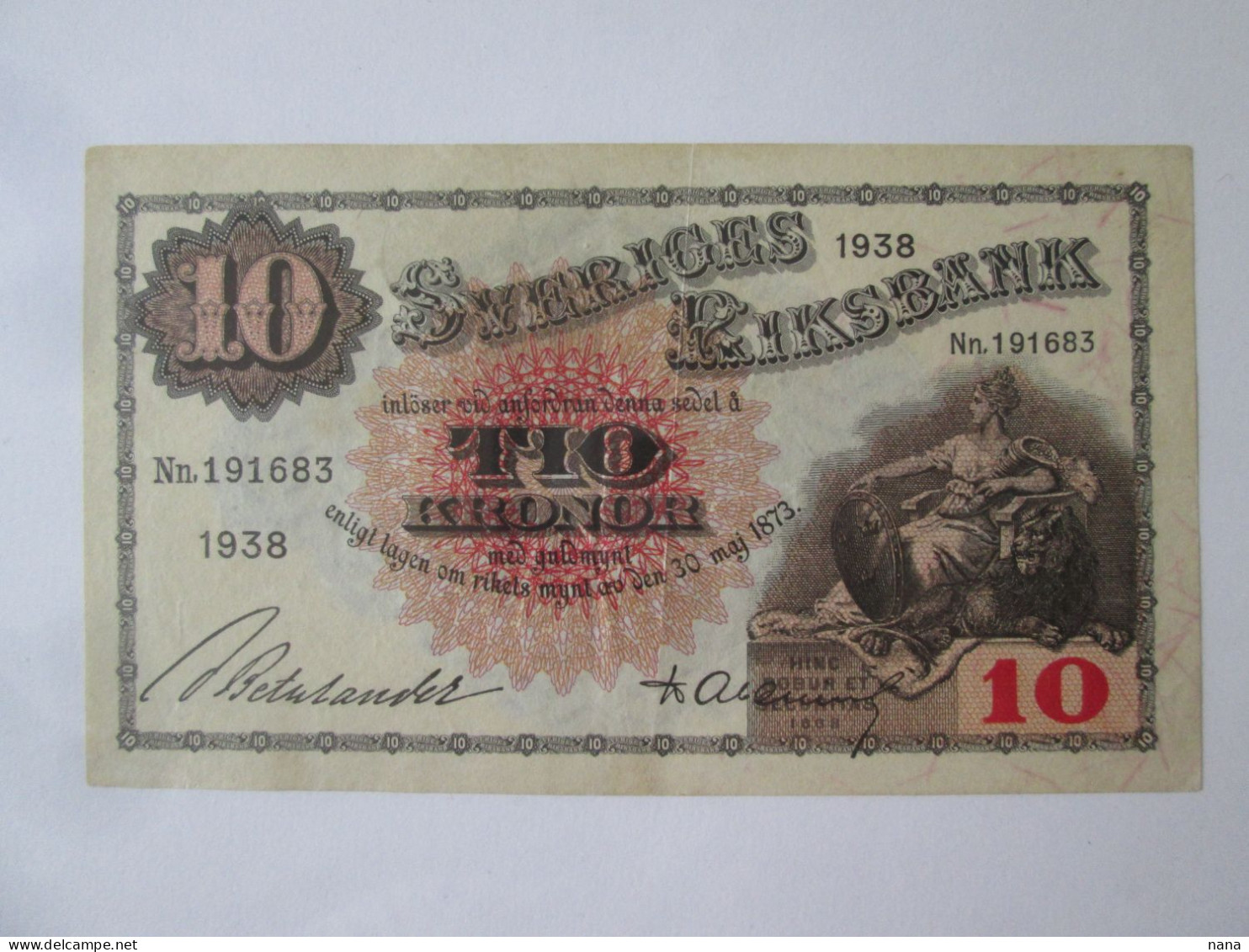 Sweden 10 Kronor 1938 Banknote,see Pictures - Zweden