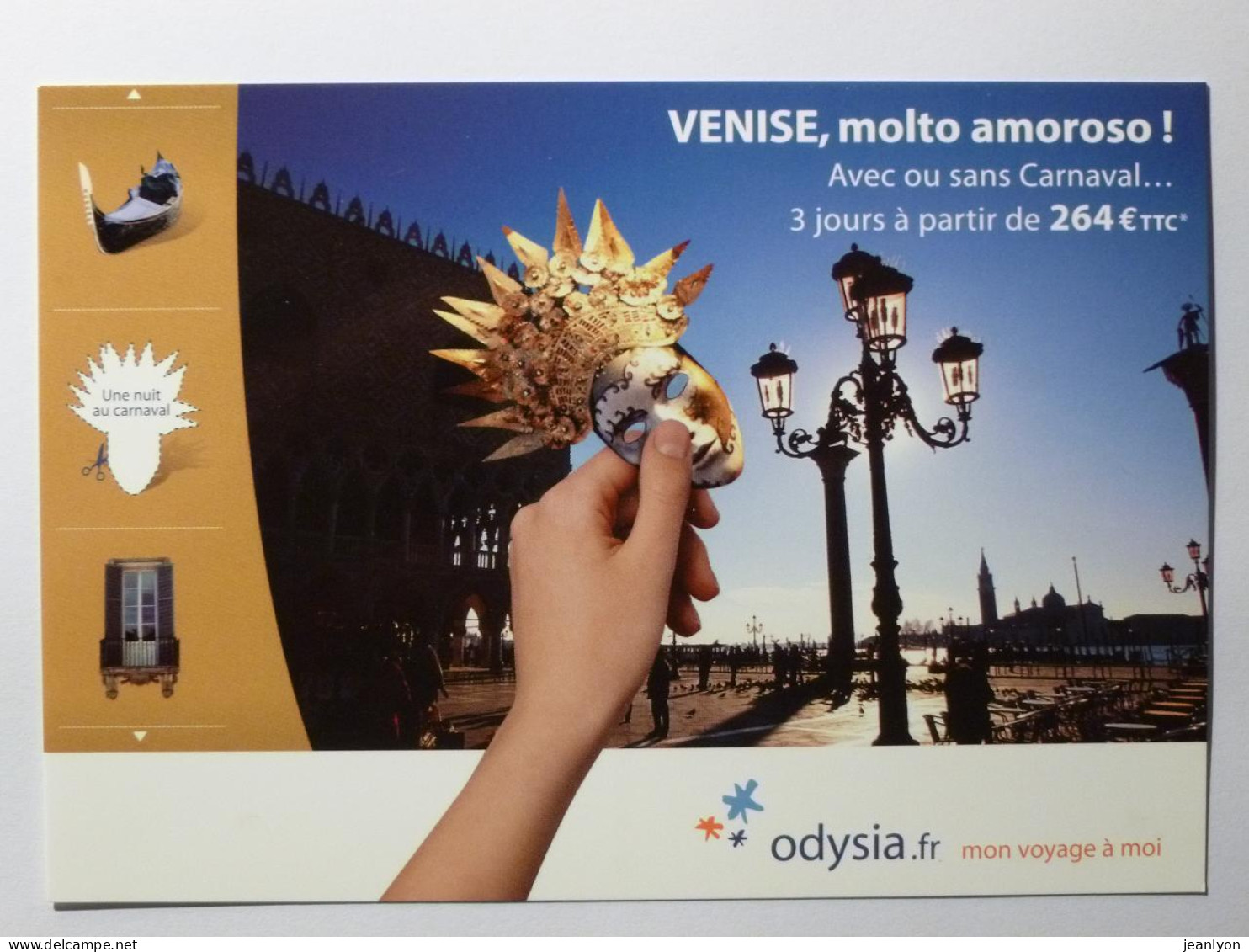 CARNAVAL VENISE - Masque - Carte Publicitaire Odysia Pour Voyage Venise/Italie - Karneval - Fasching