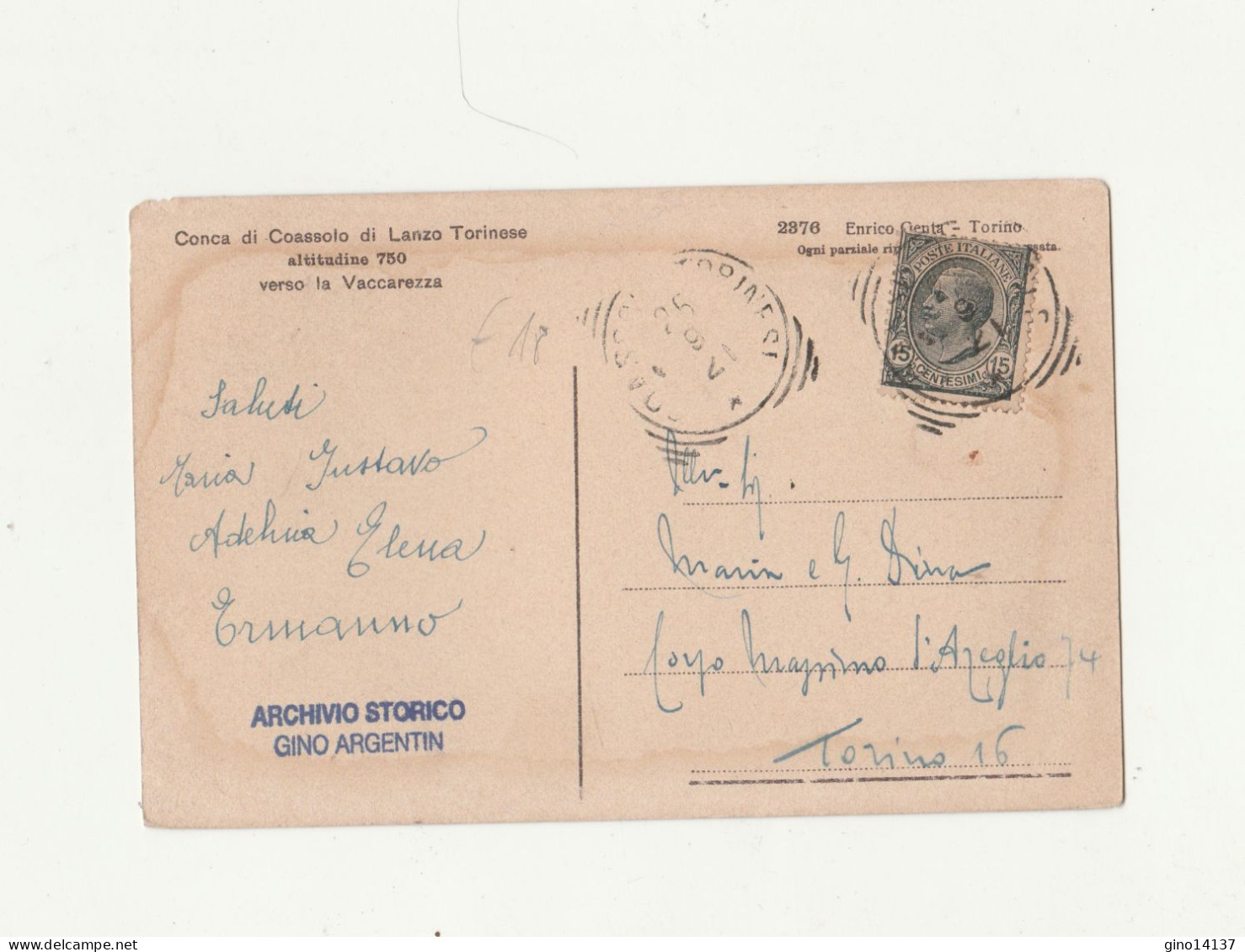 Cartolina Postale Viaggiata CONCA DI COASSOLO LANZO TORINESE PIEMONTE 1921 - Multi-vues, Vues Panoramiques