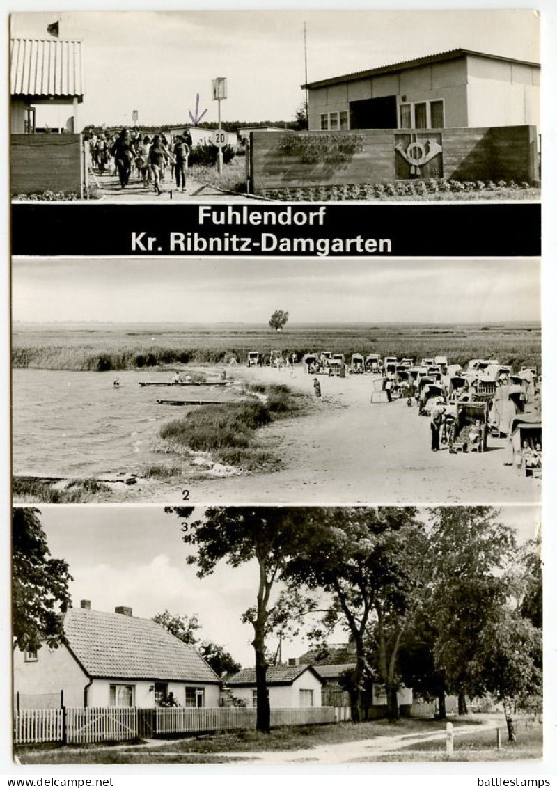 Germany, DDR 1980's RPPC Postcard Fuhlendorf Kr. Ribnitz-Damgarten - Multiple Views; 10pf. Ernst Thälmann Stamp - Ribnitz-Damgarten