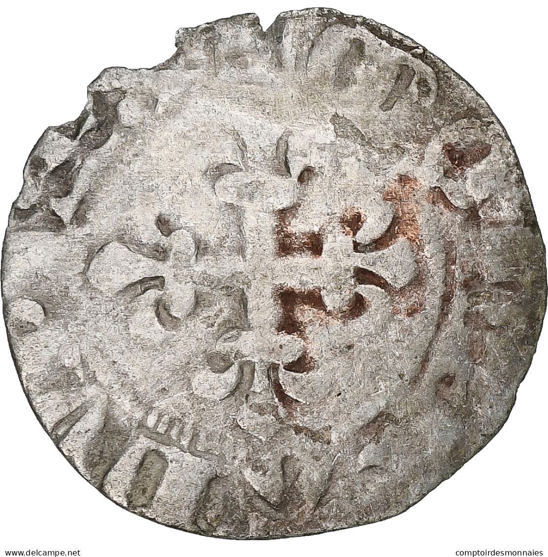 France, Charles IV, Double Parisis, 1323-1328, Billon, TB+, Duplessy:244b - 1322-1328 Charles IV Le Bel