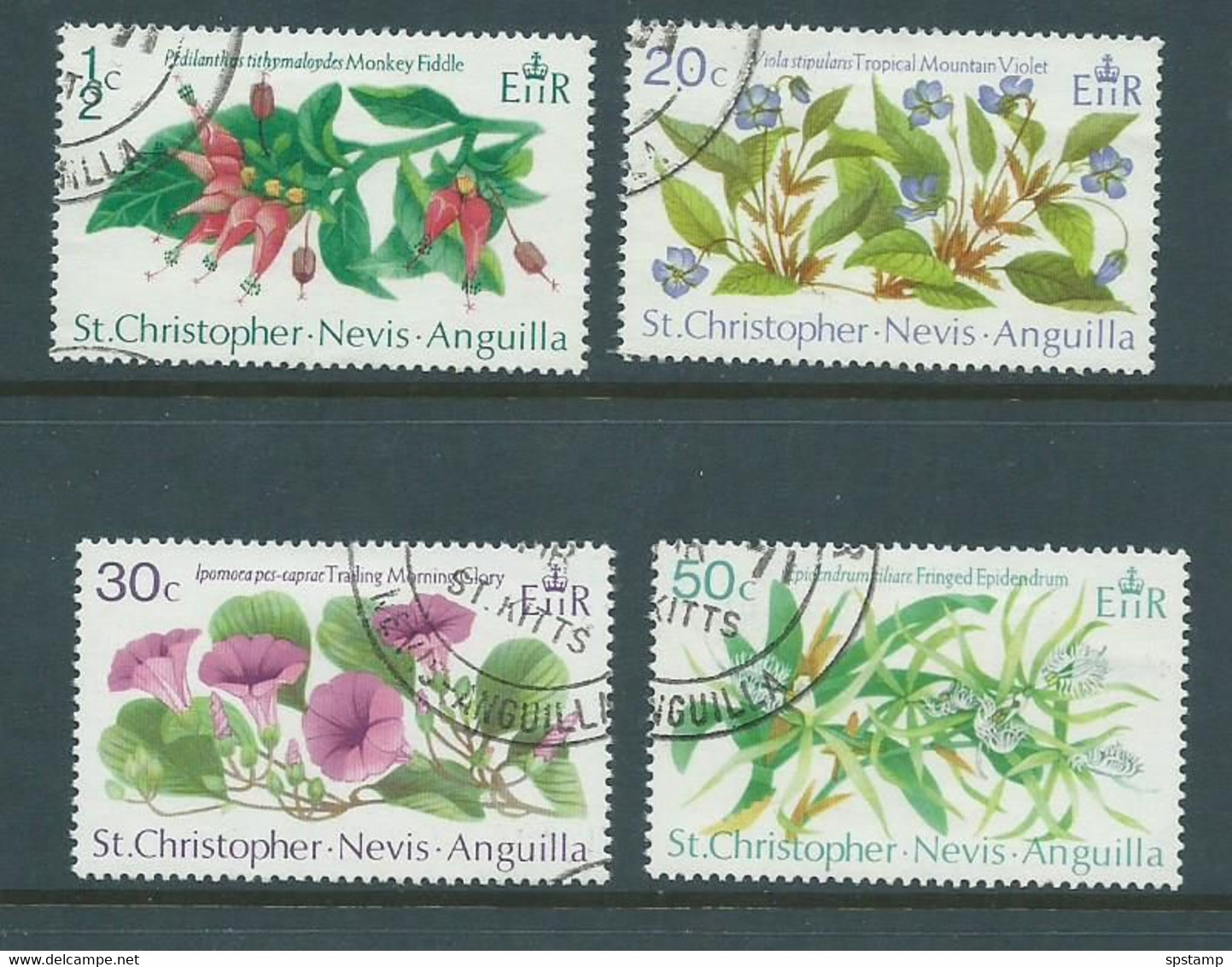 Saint Christopher Nevis Anguilla 1971 Flowers Set Of 4 FU - St.Cristopher-Nevis & Anguilla (...-1980)