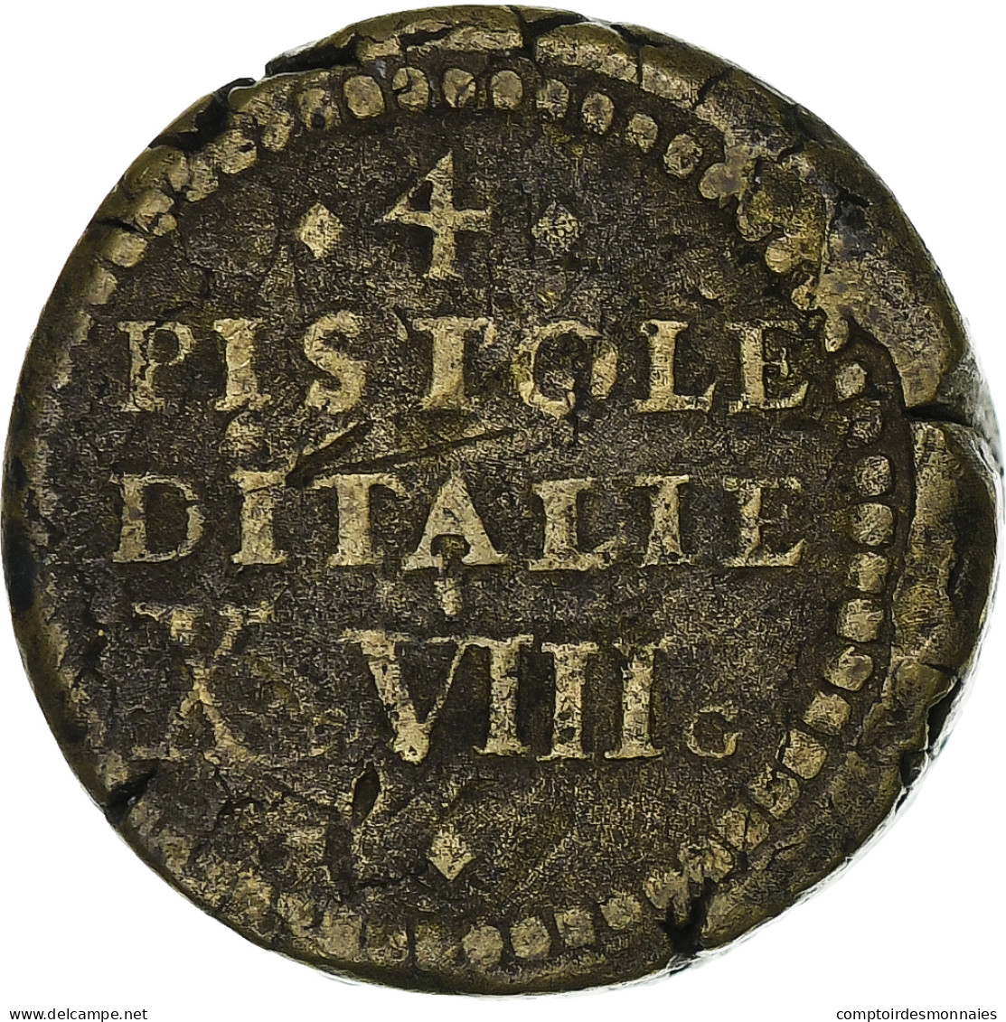 Italie, Poids Monétaire - 4 Pistoles D'Italie, N.d., Laiton, TB+ - Other & Unclassified