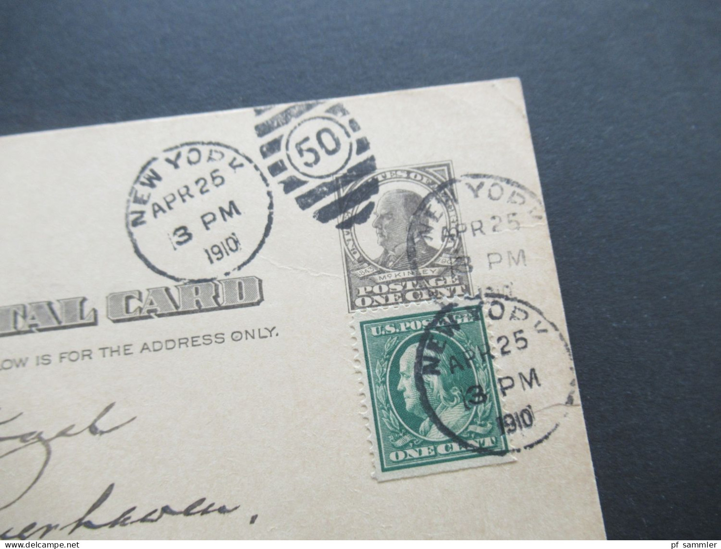 USA 1910 Ganzsache Mit Zusatzfrankatur Stempel New York 50 Nach Bremerhaven / Schiffspost - Brieven En Documenten