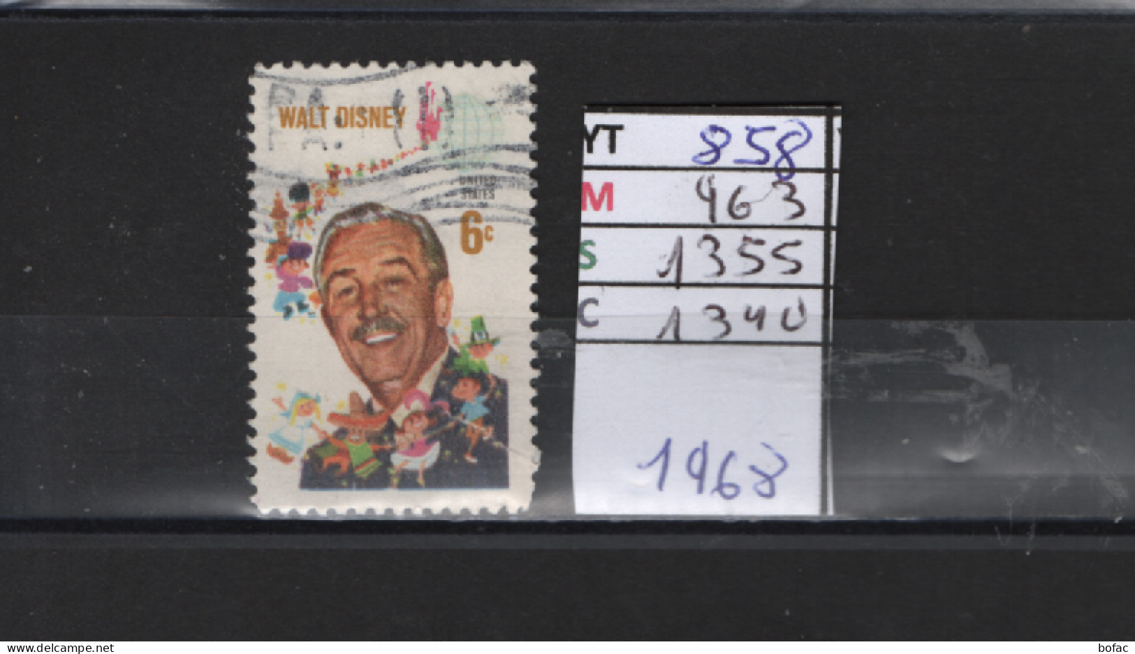 PRIX FIXE Obl 858 YT 963 MIC 1355 SCO 1340 GIB Walt Disney 1968  Etats Unis  58A/12 - Oblitérés