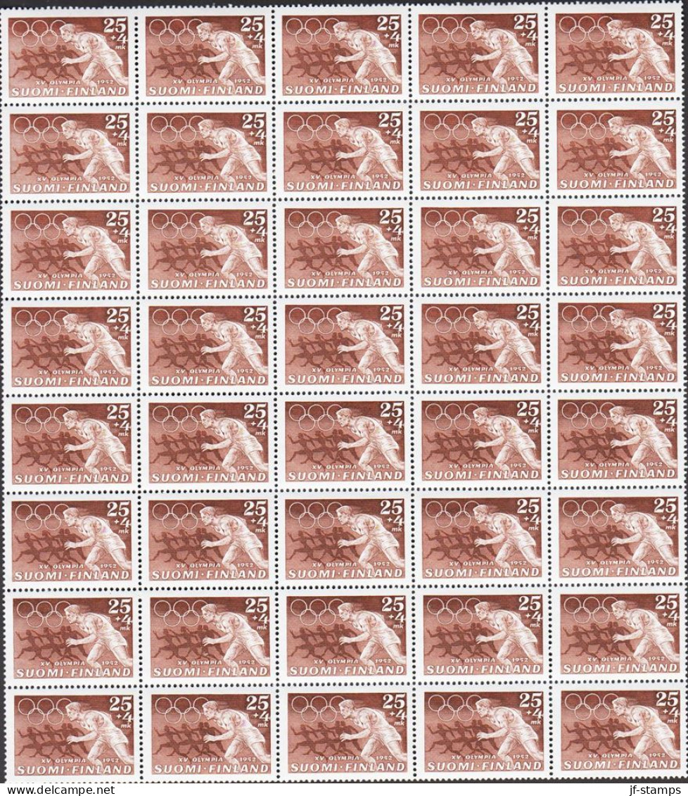 1952. FINLAND. OLYMPICS. Complete Set In Never Hinged 40-blocks. Impressive And Unusual.  (Michel 399-402) - JF542647 - Nuovi