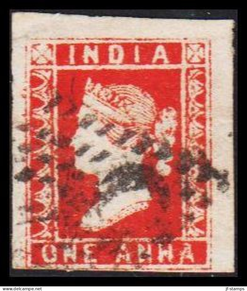 1854. INDIA. Victoria. ONE ANNA. Fine Cancel. Small Thin Spot Reverse. - JF542690 - 1858-79 Compagnie Des Indes & Gouvernement De La Reine