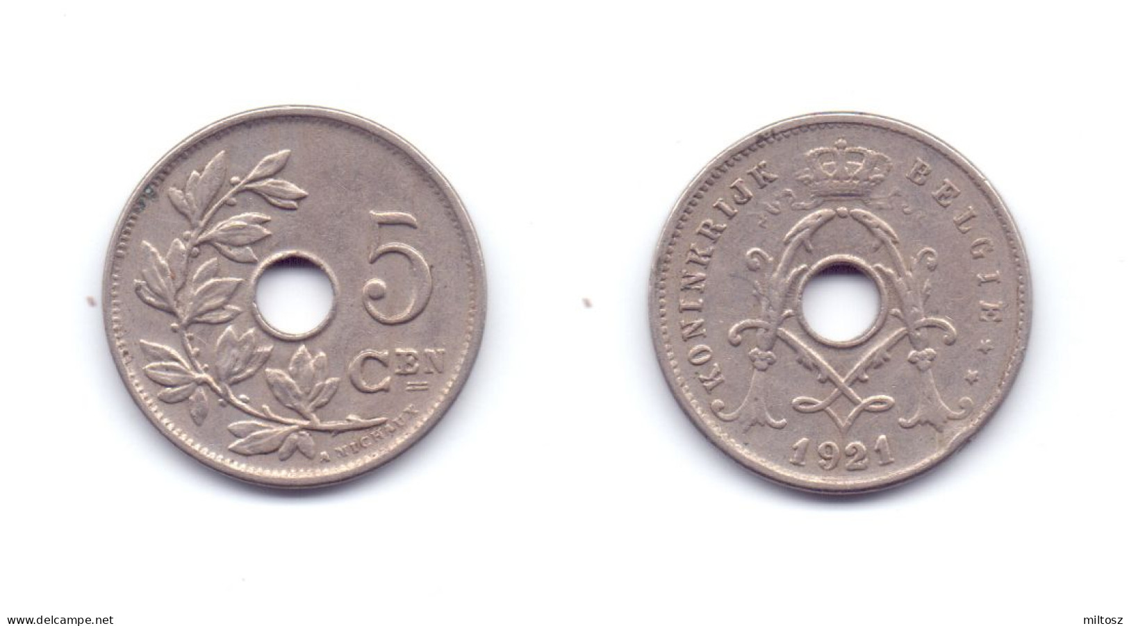 Belgium 5 Centimes 1921 Dutch Legend) - 5 Cent