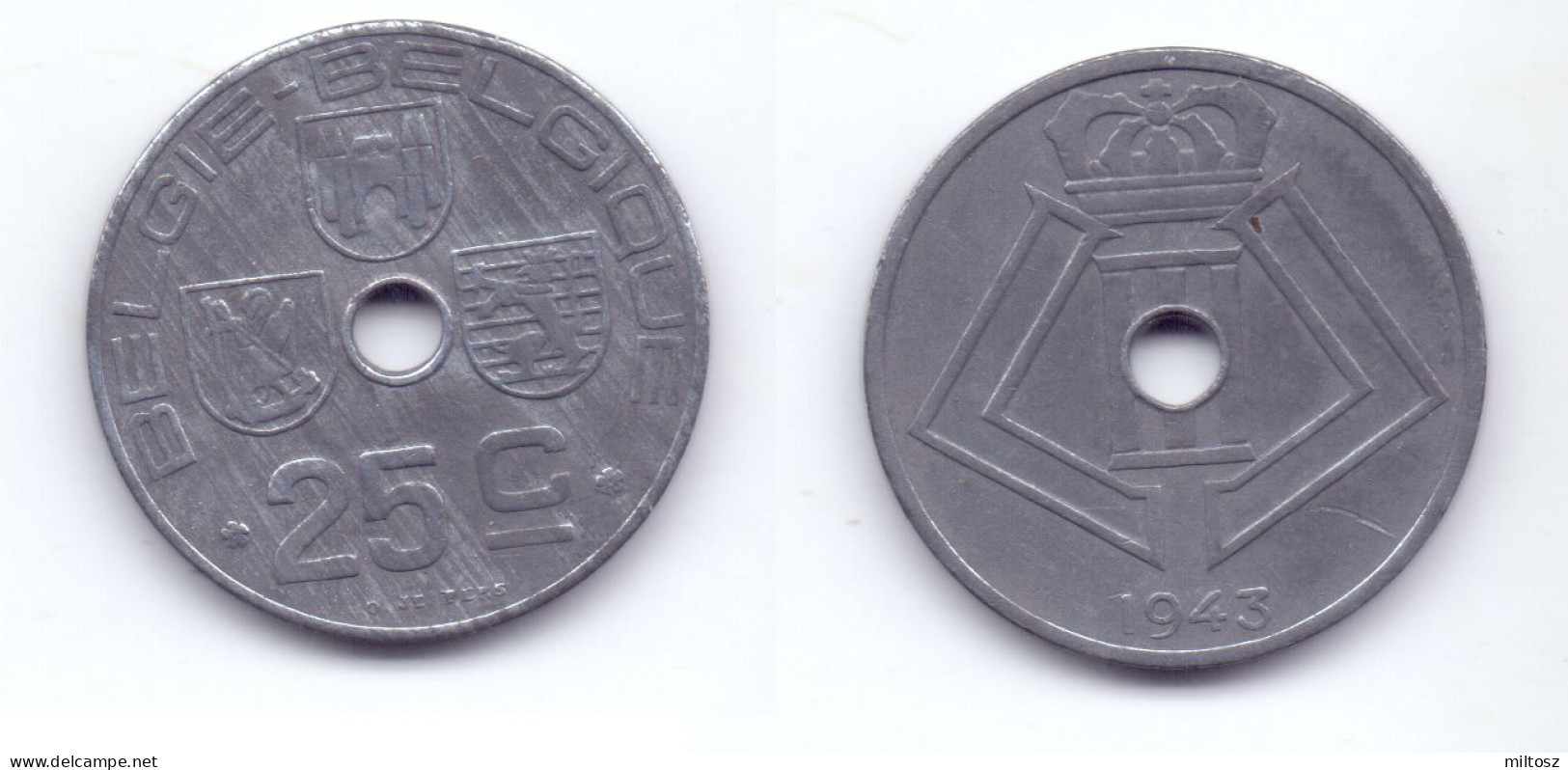 Belgium 25 Centimes 1943 WWII Issue BELGIE-BELGIQUE - 25 Cent