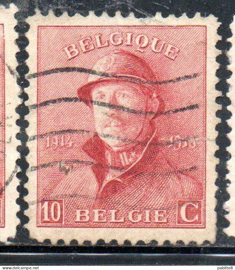 BELGIQUE BELGIE BELGIO BELGIUM 1919 KING ROI ALBERT I IN TRENCH HELMET 10c USED OBLITERE' USATO - 1918 Croix-Rouge