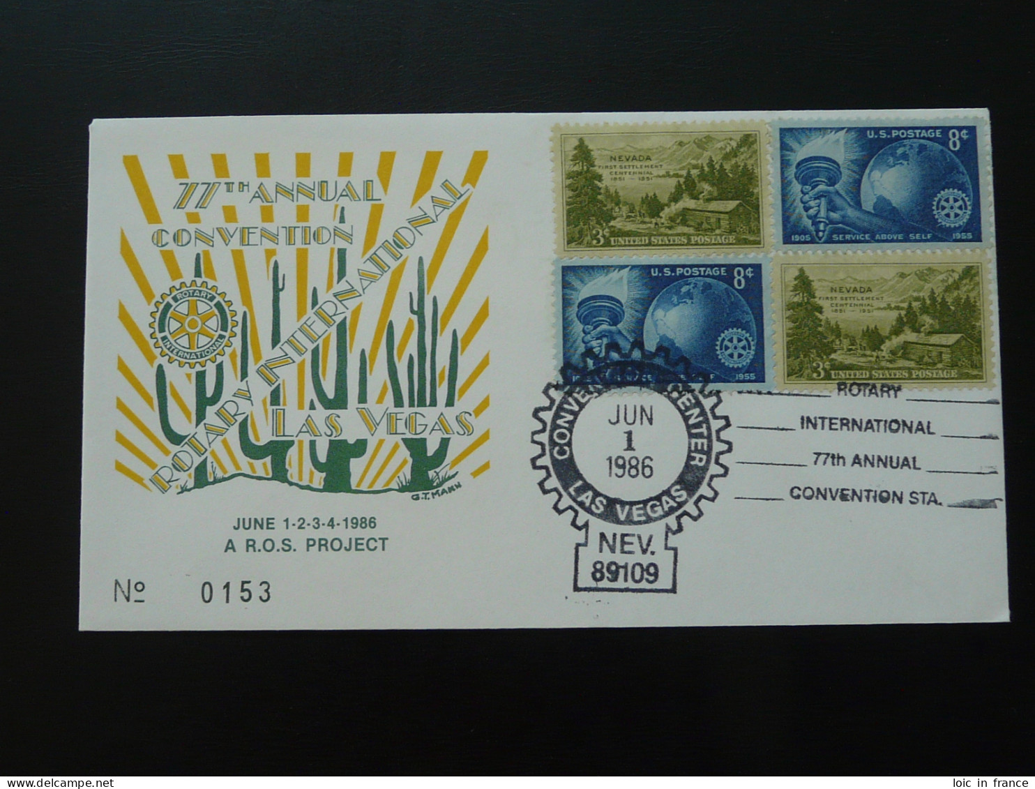 Lettre Cover Rotary International Convention Las Vegas USA 1986 (ex 2) - Lettres & Documents