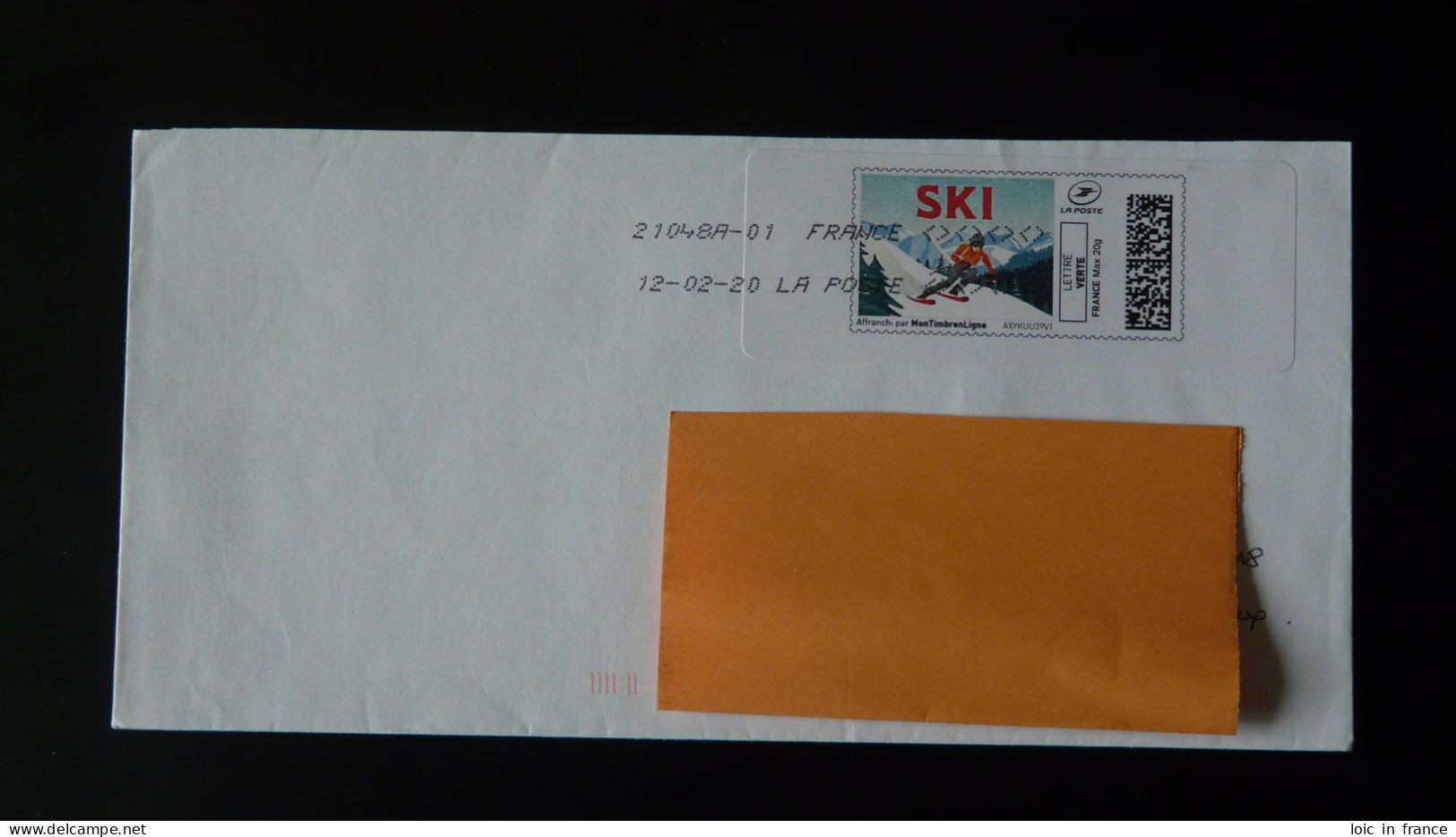 Ski Timbre En Ligne Montimbrenligne Sur Lettre (e-stamp On Cover) Ref TPP 5113 - Timbres à Imprimer (Montimbrenligne)