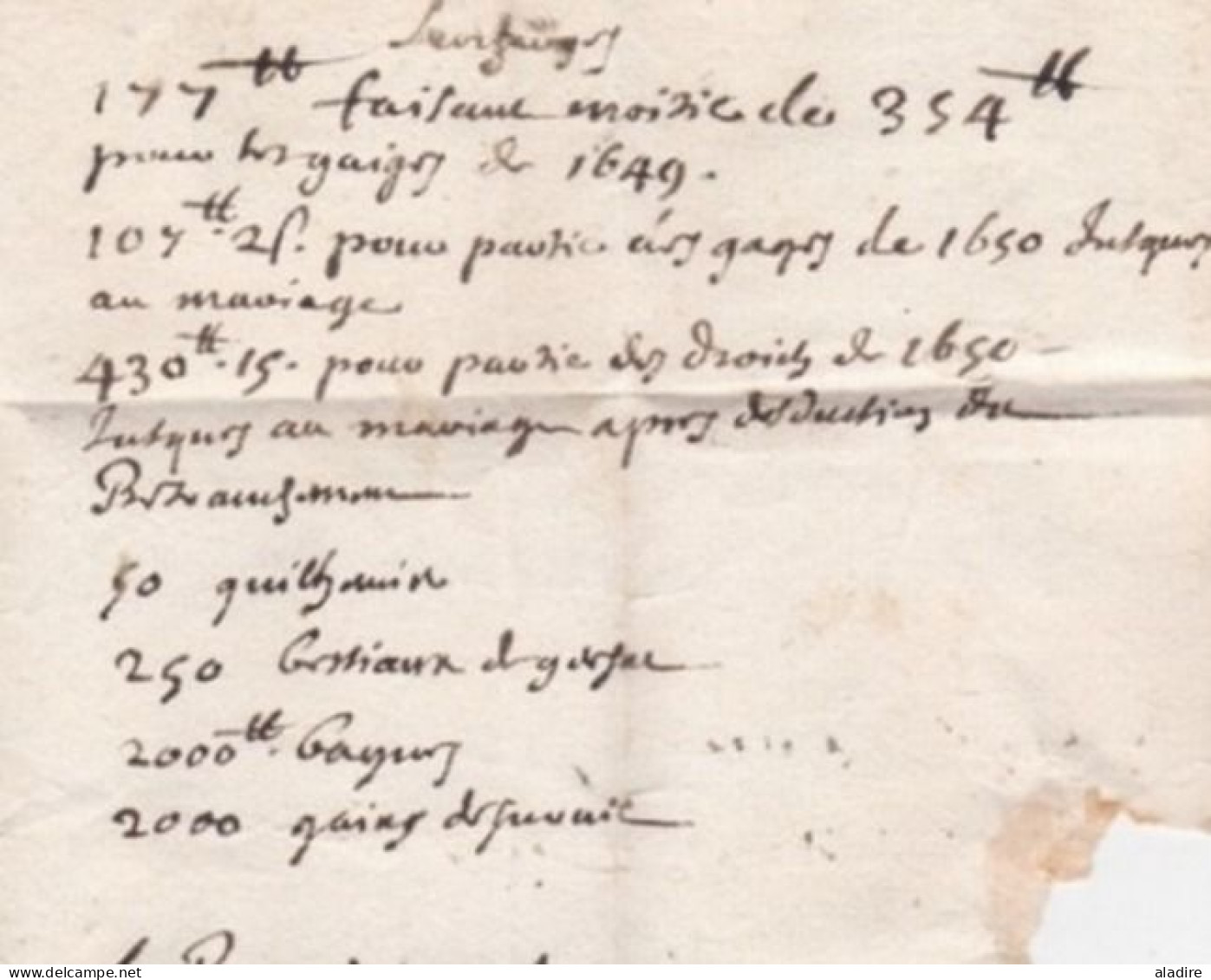 1690 - Lettre Avec Correspondance De Saint Flour, Cantal Vers Clermont Ferrand, Puy De Dôme - Règne De Louis XIV - 1701-1800: Vorläufer XVIII