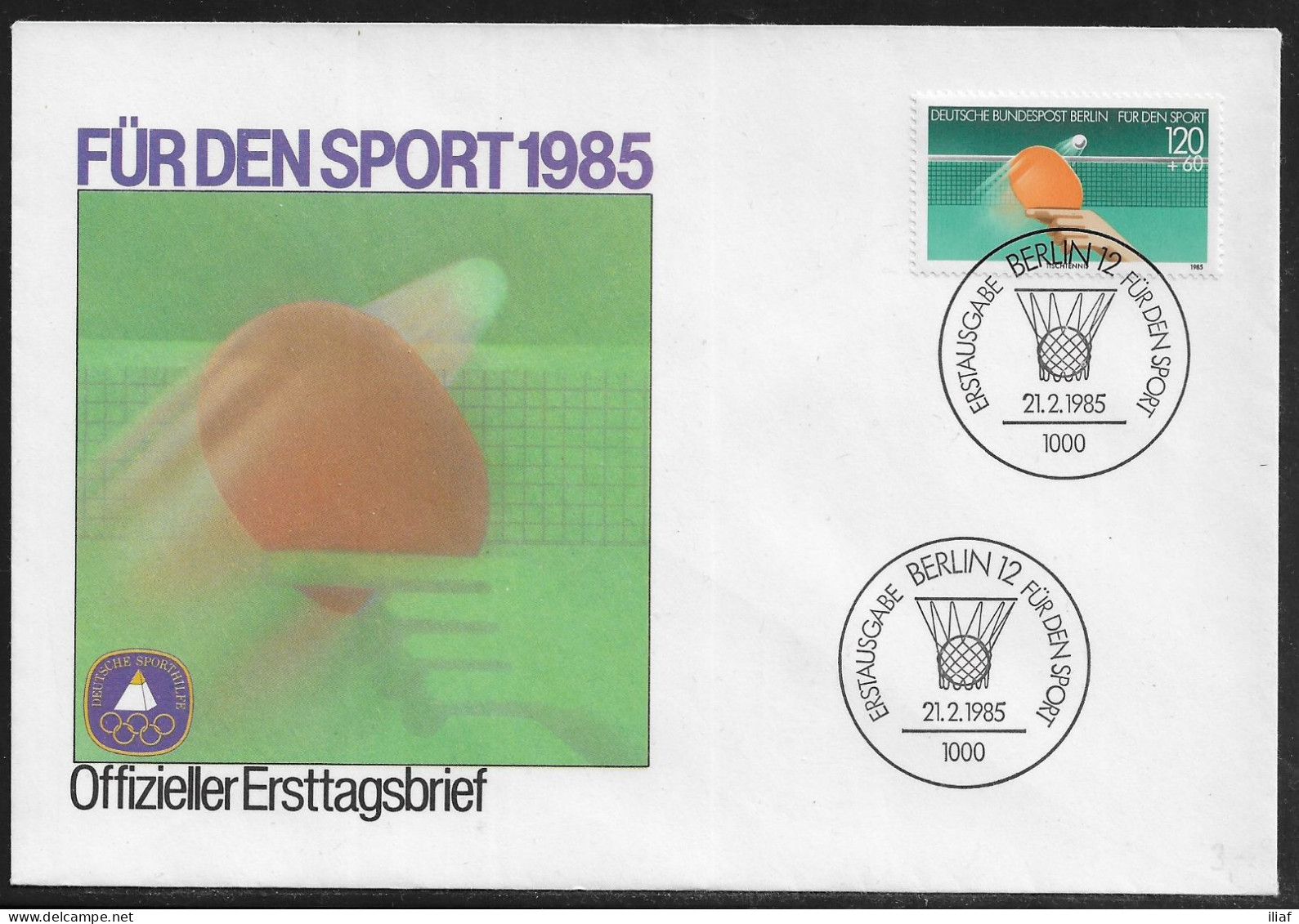 Germany Berlin. FDC Mi. 733.   Sports Aid. Table Tennis.  FDC Cancellation On FDC Envelope - 1981-1990