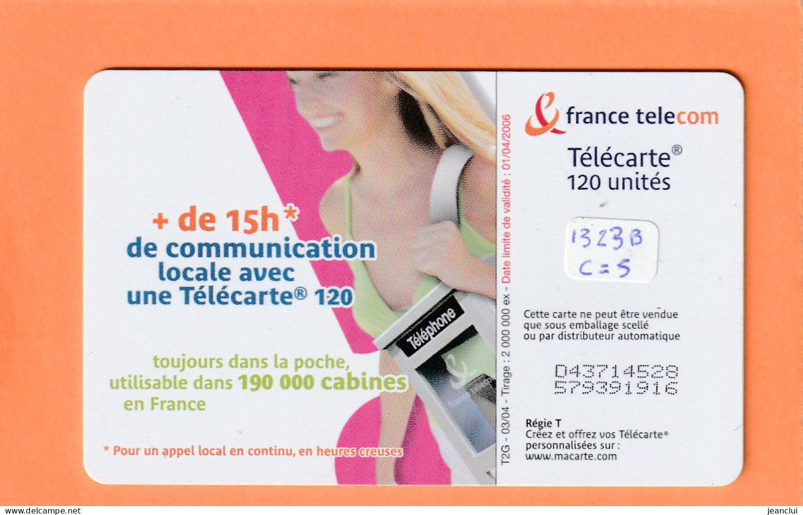 F 1323 B  -  CARTE BAGAGE . FEMME 1  . 120 U . 03/04  . OB 2  .  COTE = 5 € - 2004